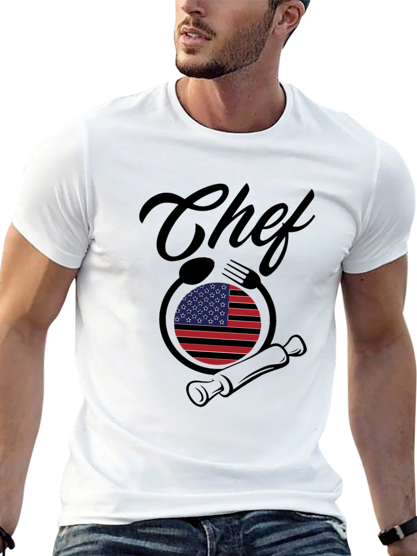 Chef USA Flag T-Shirt - Culinary Patriotic Pride