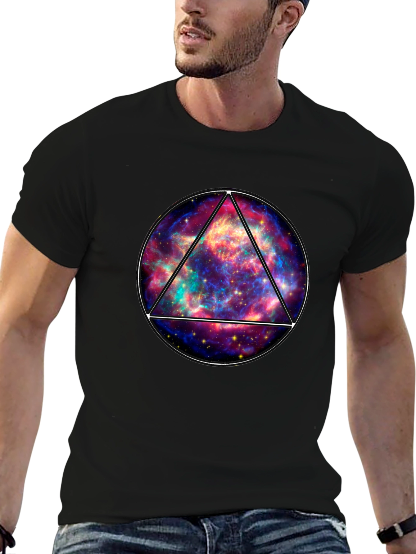 Galaxy Triangle Graphic Tee - Mens Black T-Shirt