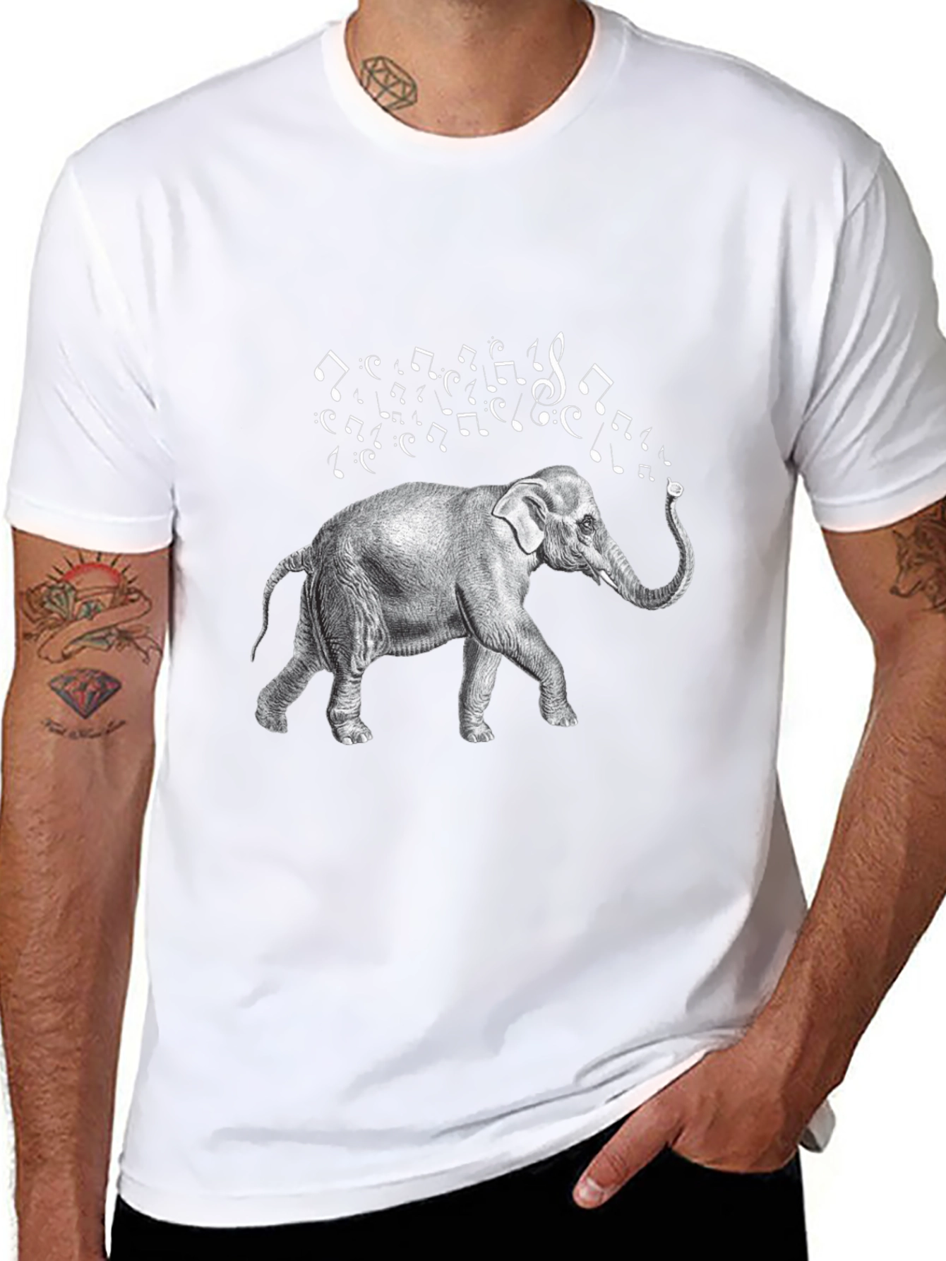 Musical Elephant Black T-Shirt