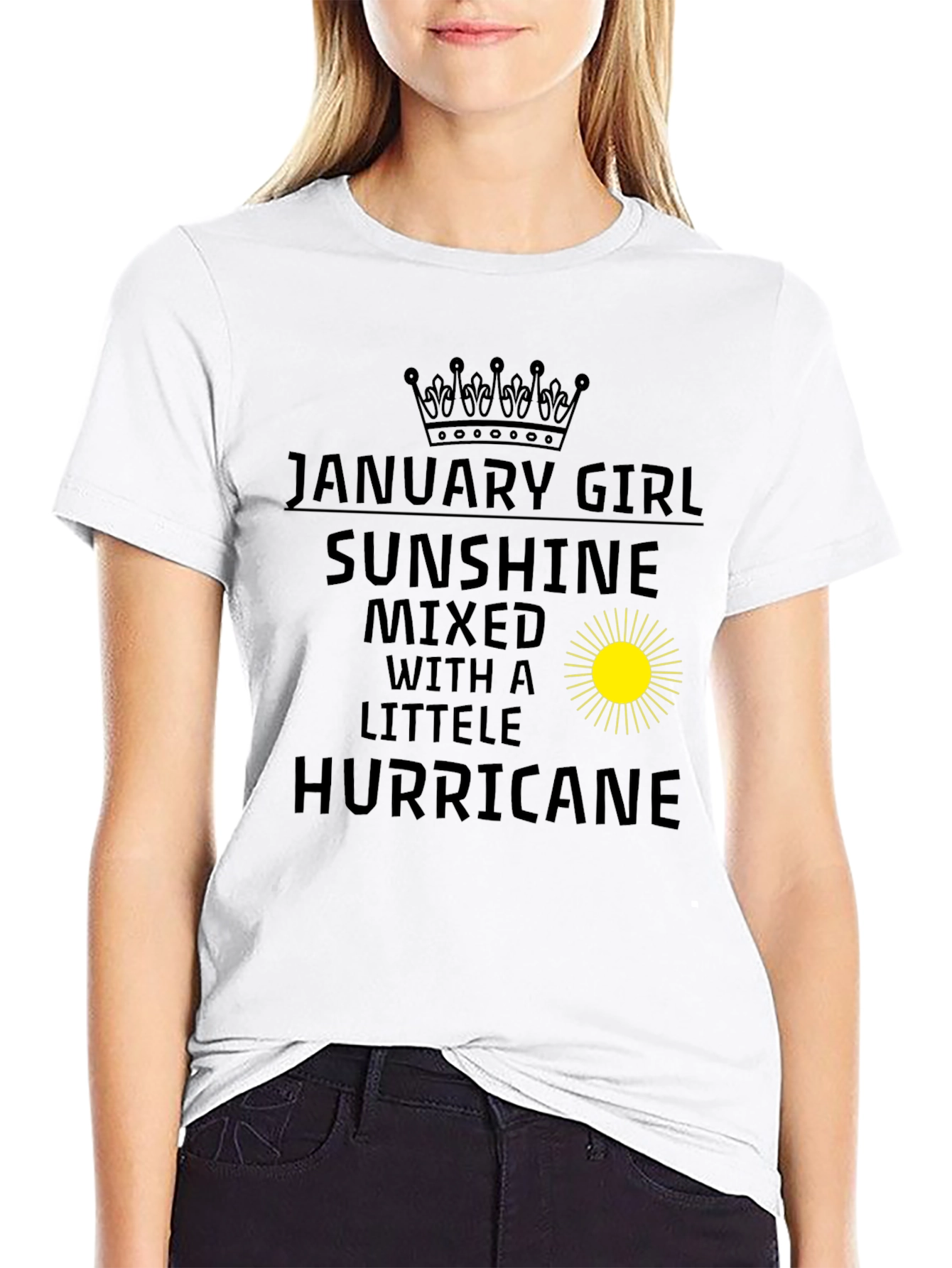 January Girl Sunshine Hurricane Black T-Shirt