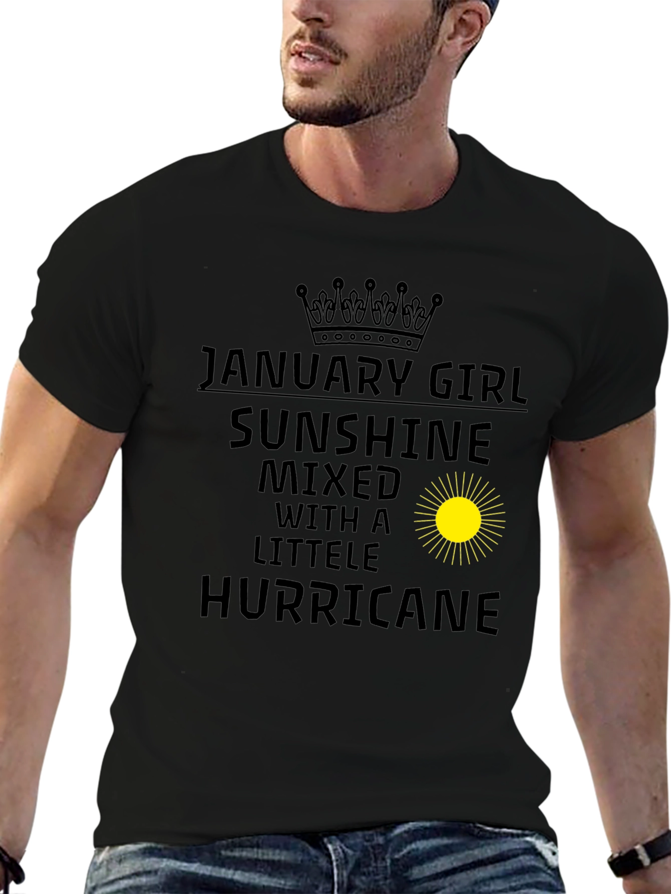 January Girl Sunshine Hurricane Black T-Shirt