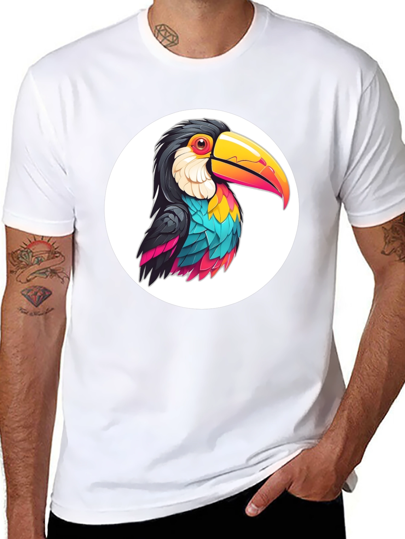 Toucan Graphic Tee - Black Casual T-Shirt
