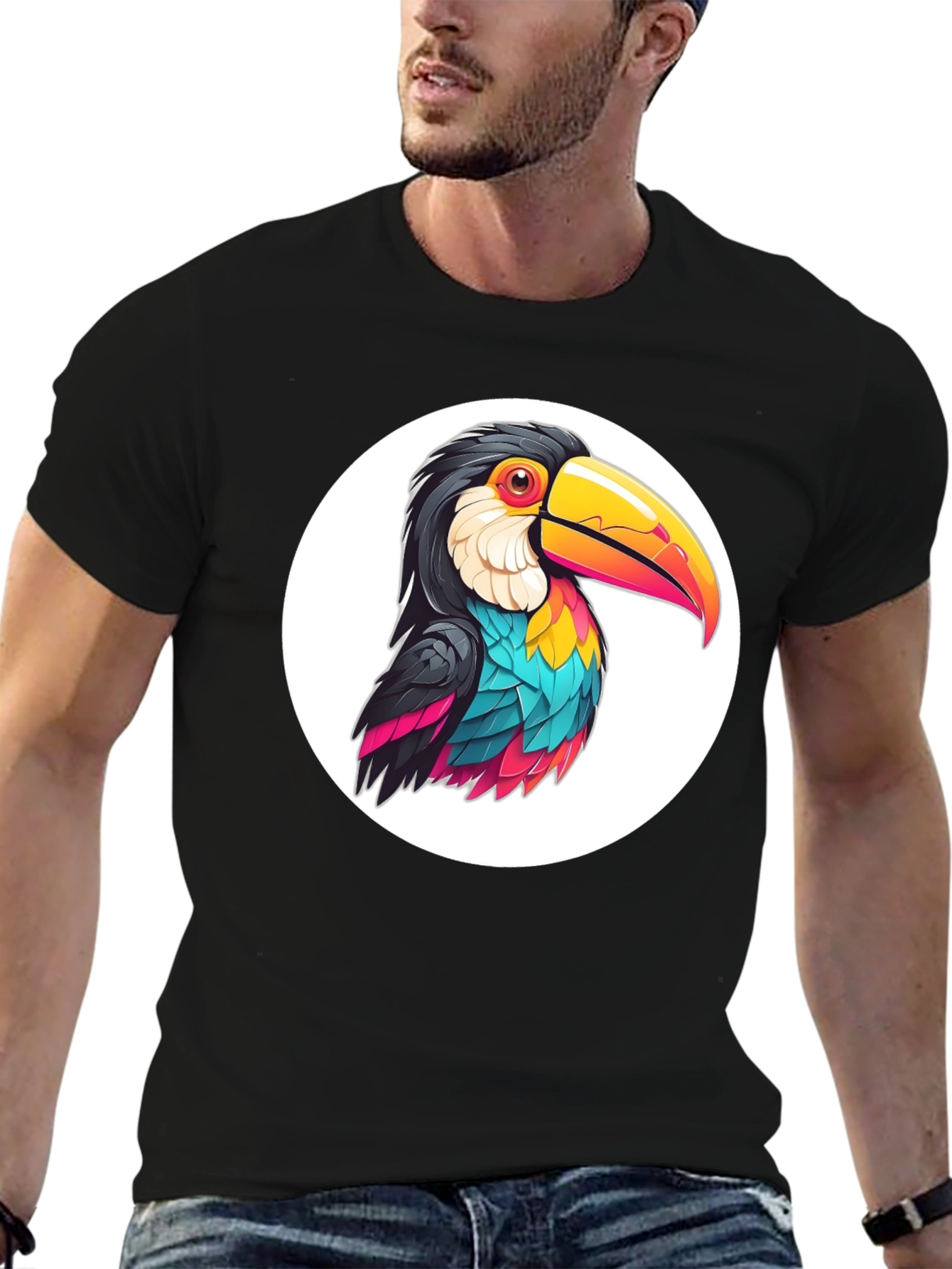 Toucan Graphic Tee - Black Casual T-Shirt