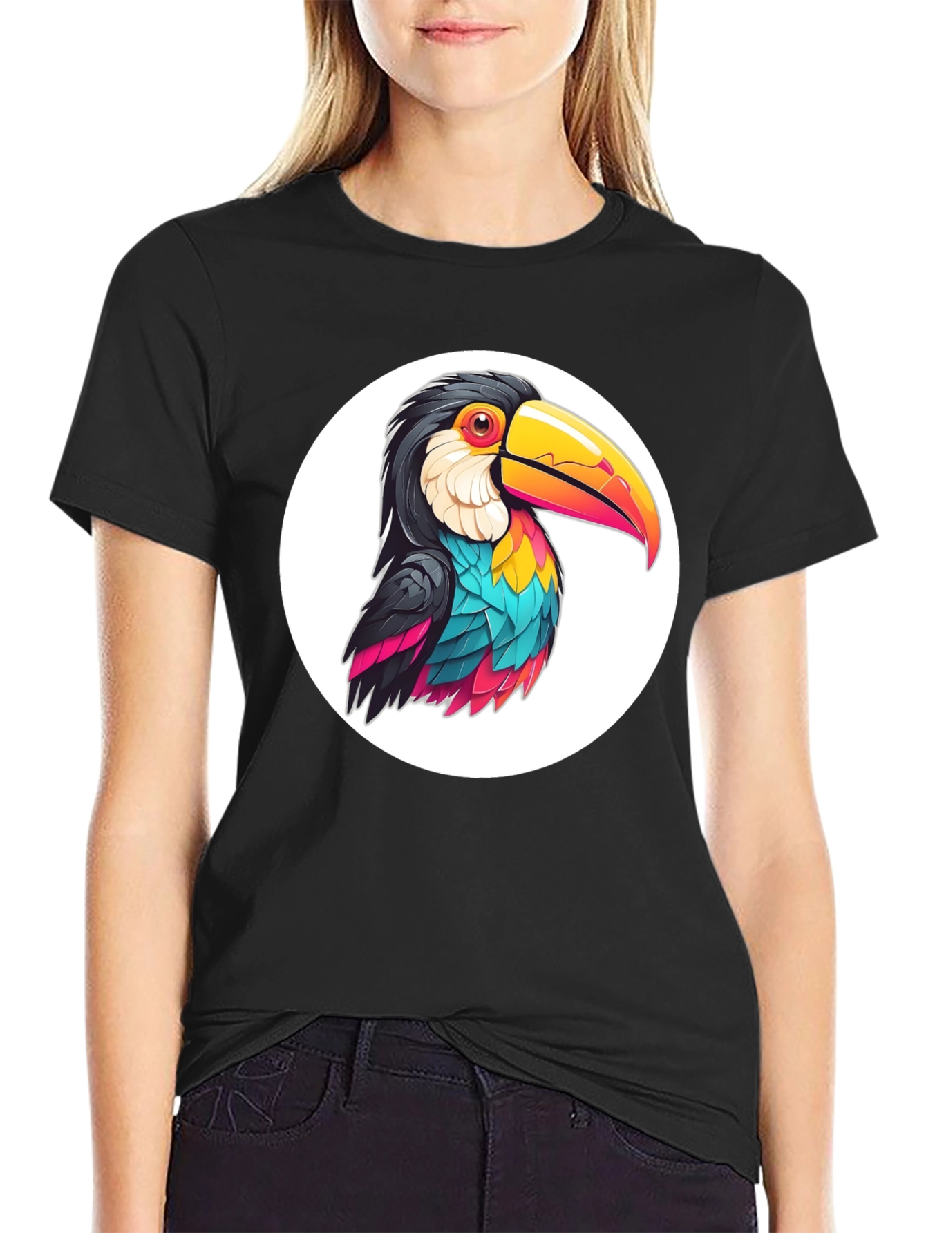 Toucan Graphic Tee - Black Casual T-Shirt