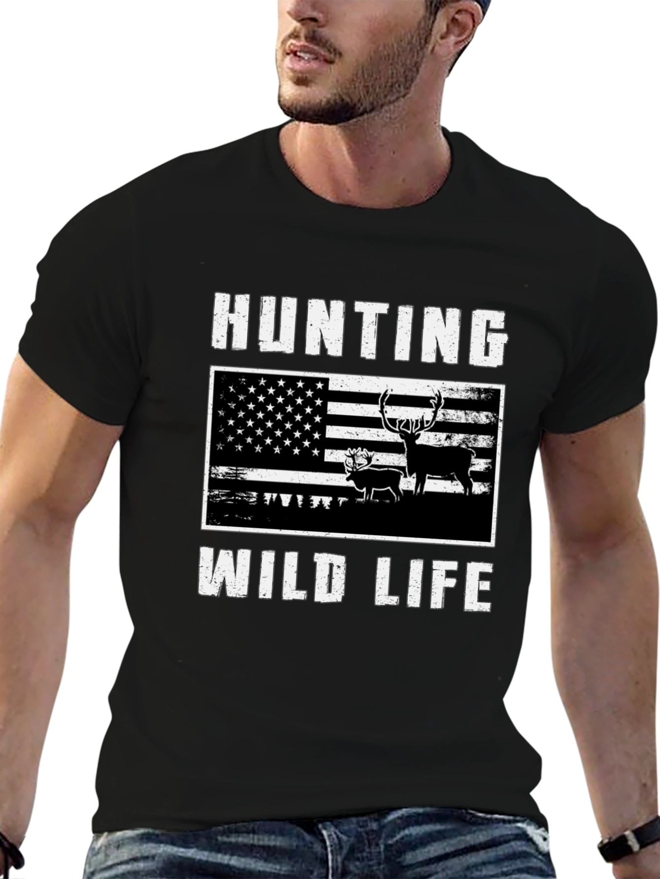 Hunting Wildlife USA Flag T-Shirt