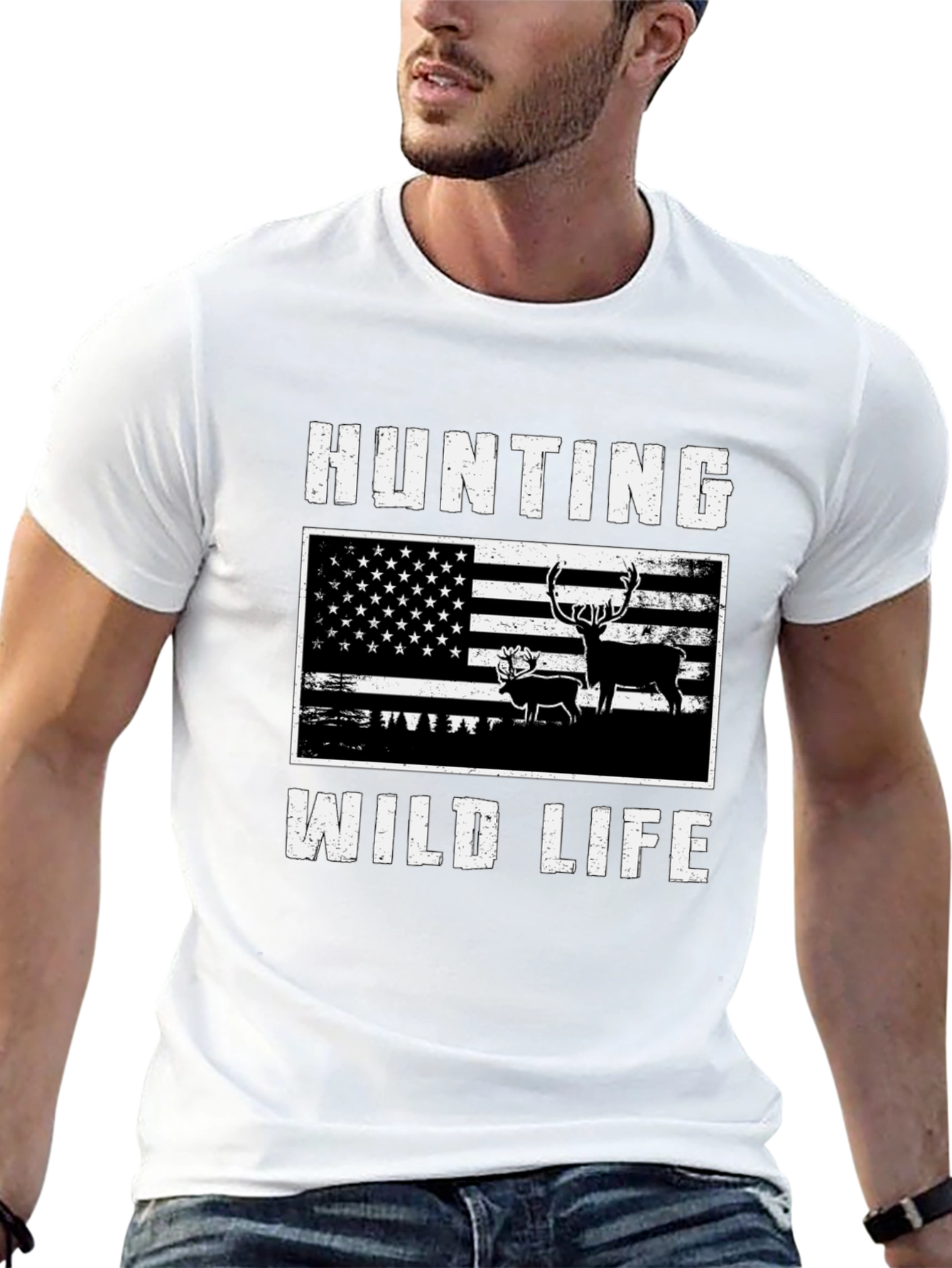Hunting Wildlife USA Flag T-Shirt