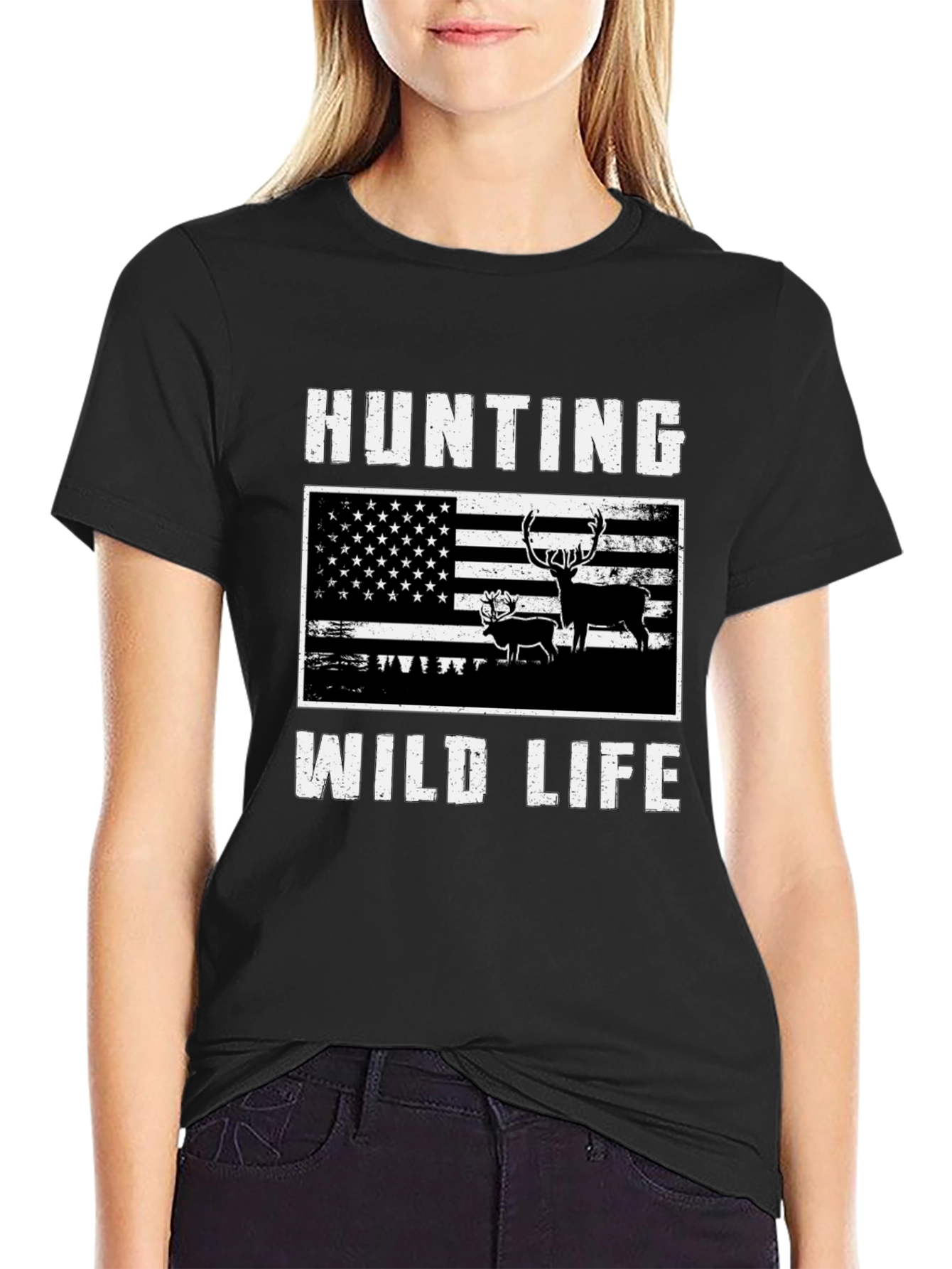 Hunting Wildlife USA Flag T-Shirt