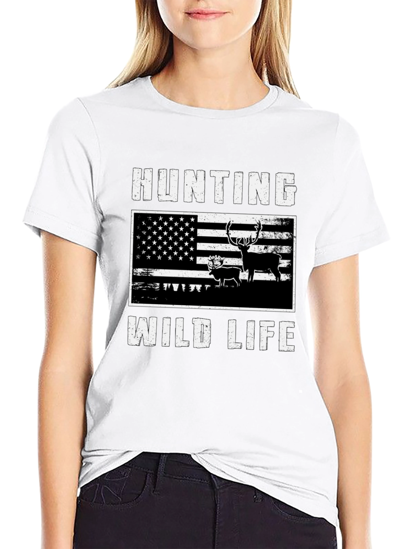 Hunting Wildlife USA Flag T-Shirt