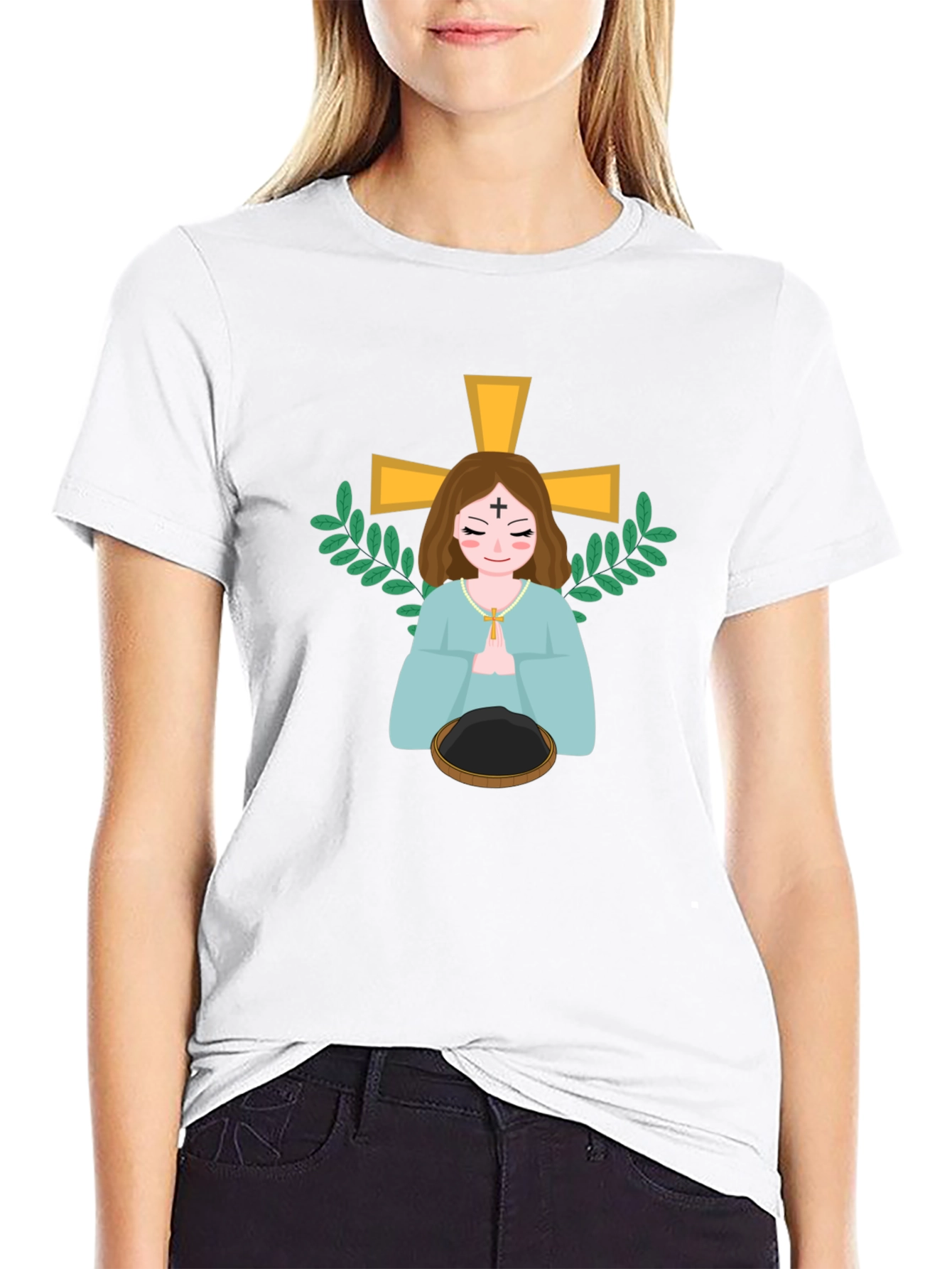 Religious Cartoon Graphic Tee - Black Unisex