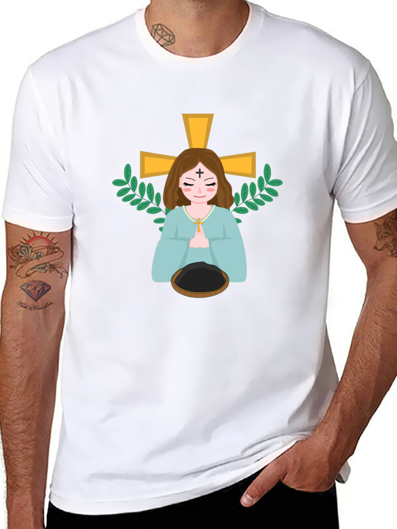 Religious Cartoon Graphic Tee - Black Unisex