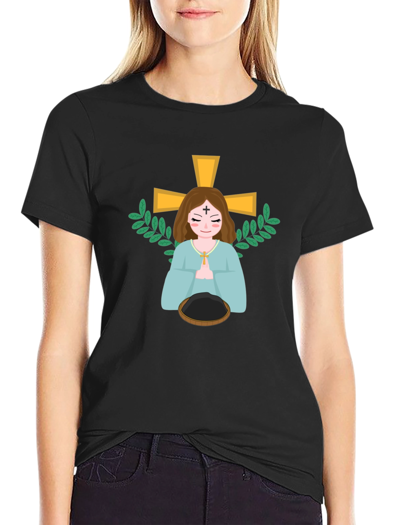 Religious Cartoon Graphic Tee - Black Unisex