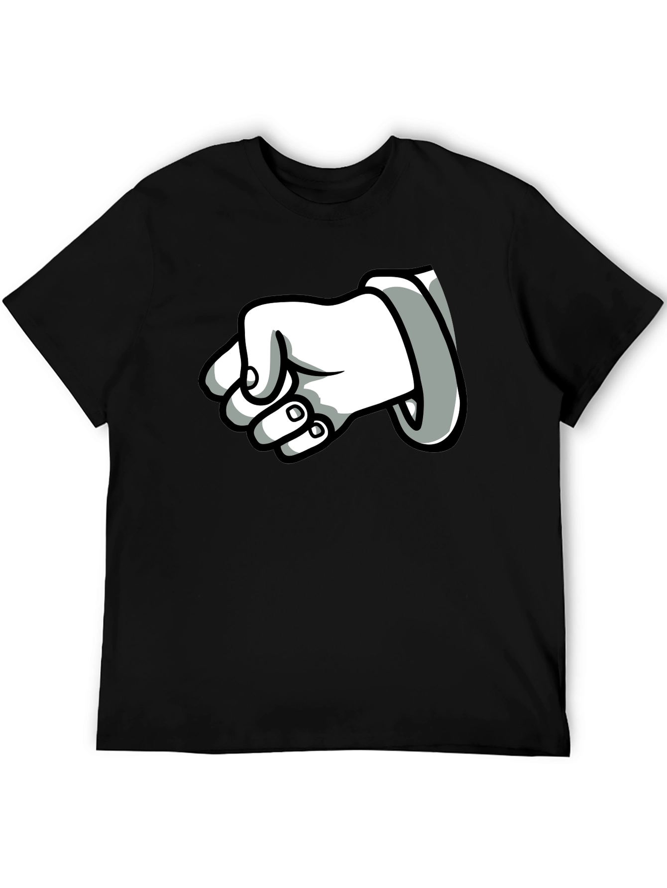 Cartoon Fist T-Shirt - Black Cotton Graphic Tee