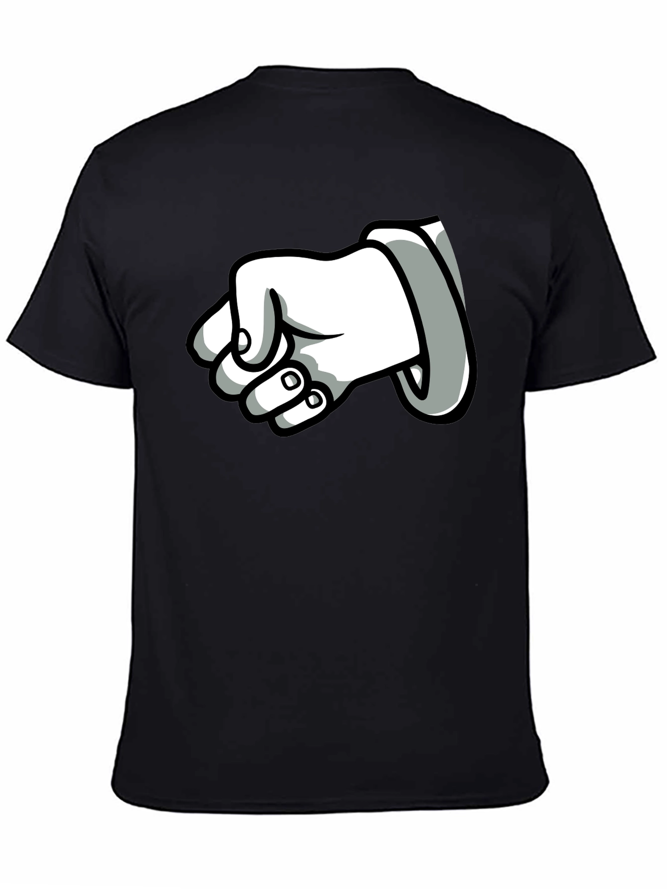 Cartoon Fist T-Shirt - Black Cotton Graphic Tee