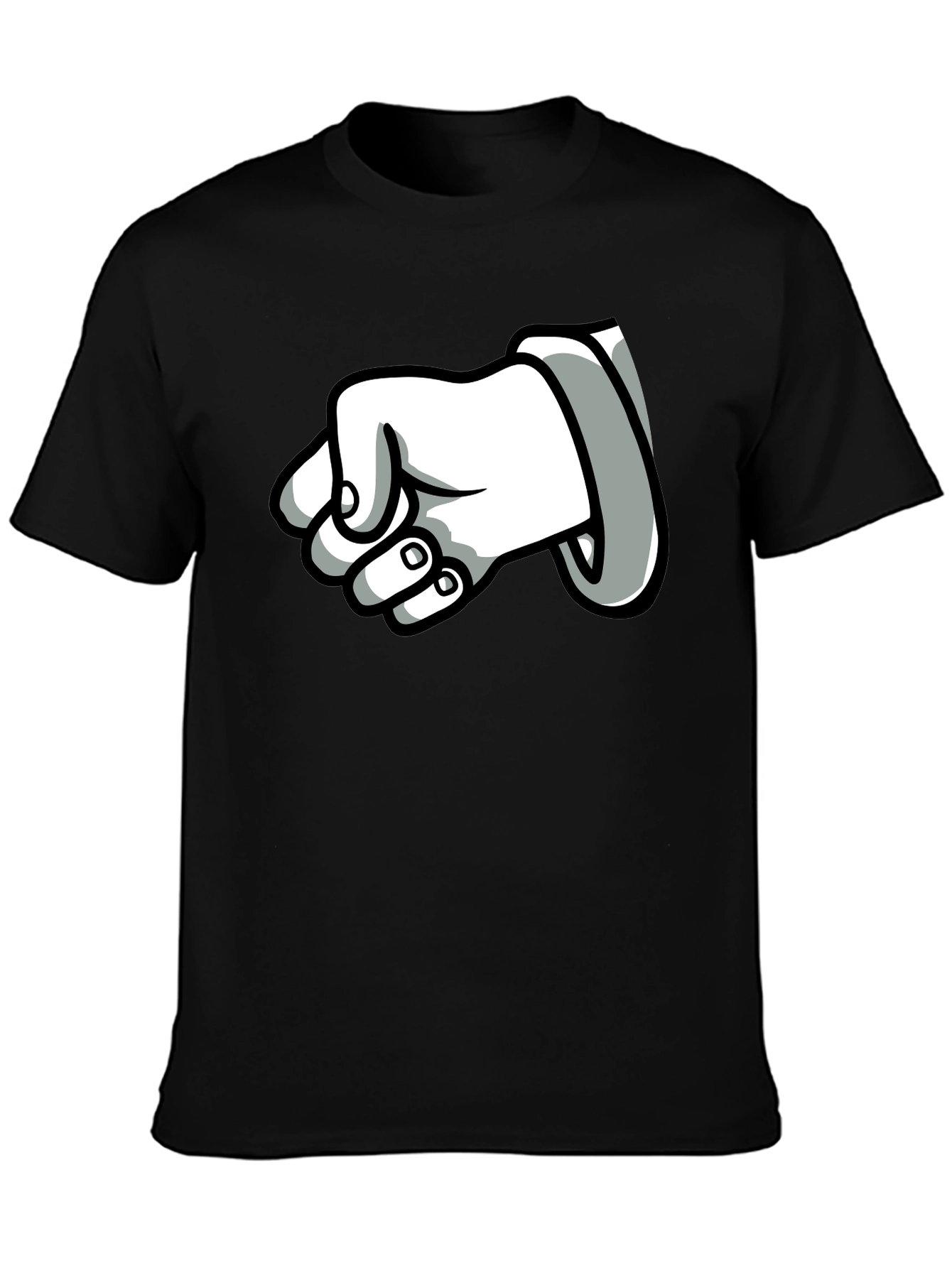 Cartoon Fist T-Shirt - Black Cotton Graphic Tee