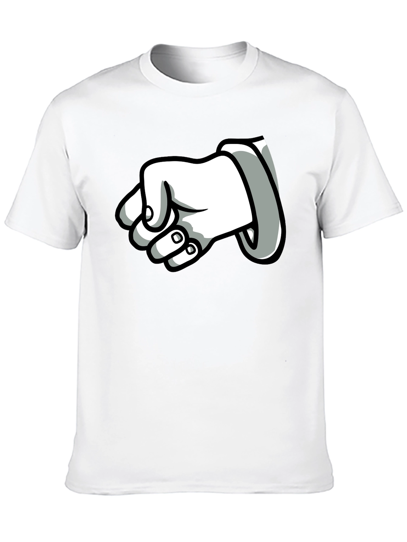 Cartoon Fist T-Shirt - Black Cotton Graphic Tee