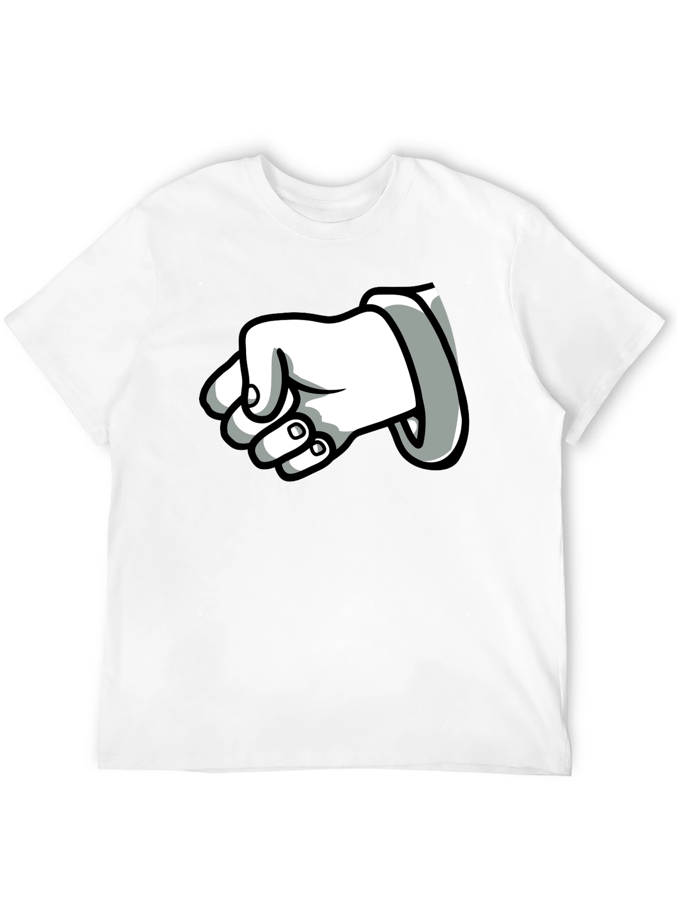 Cartoon Fist T-Shirt - Black Cotton Graphic Tee