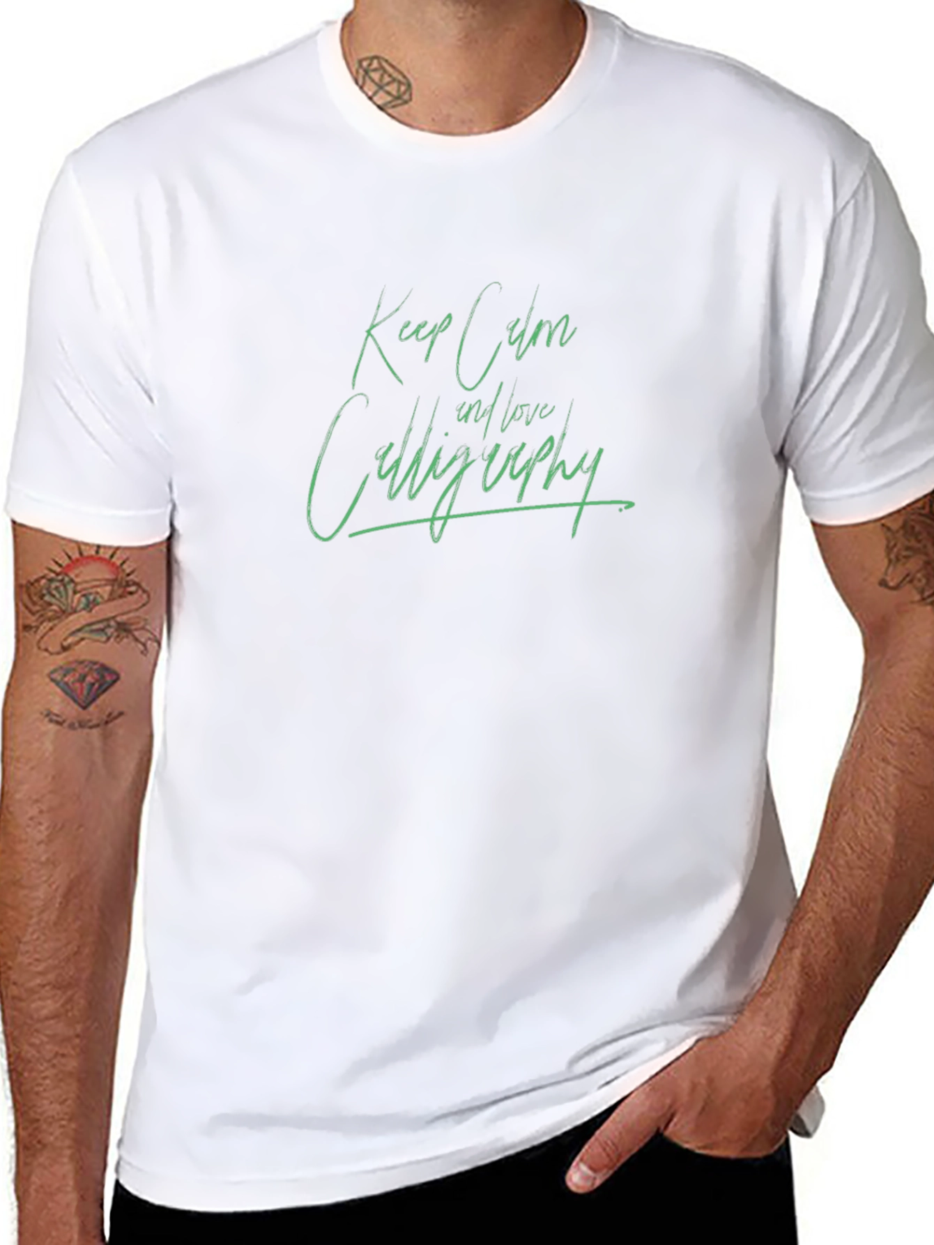 Keep Calm and Love Calligraphy Black T-Shirt