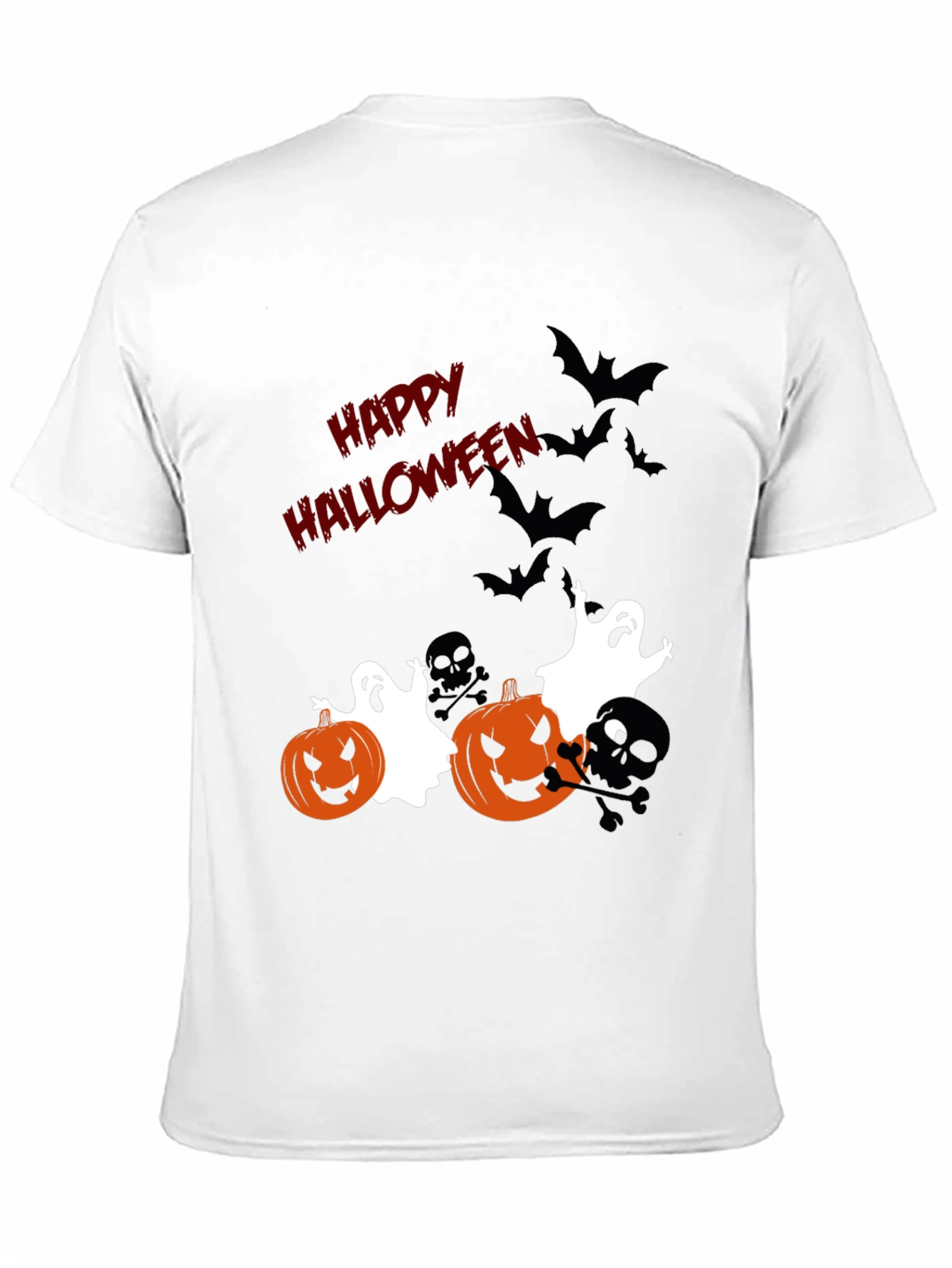 Halloween Graphic Tee: Pumpkins Ghosts Bats Scary Fun!