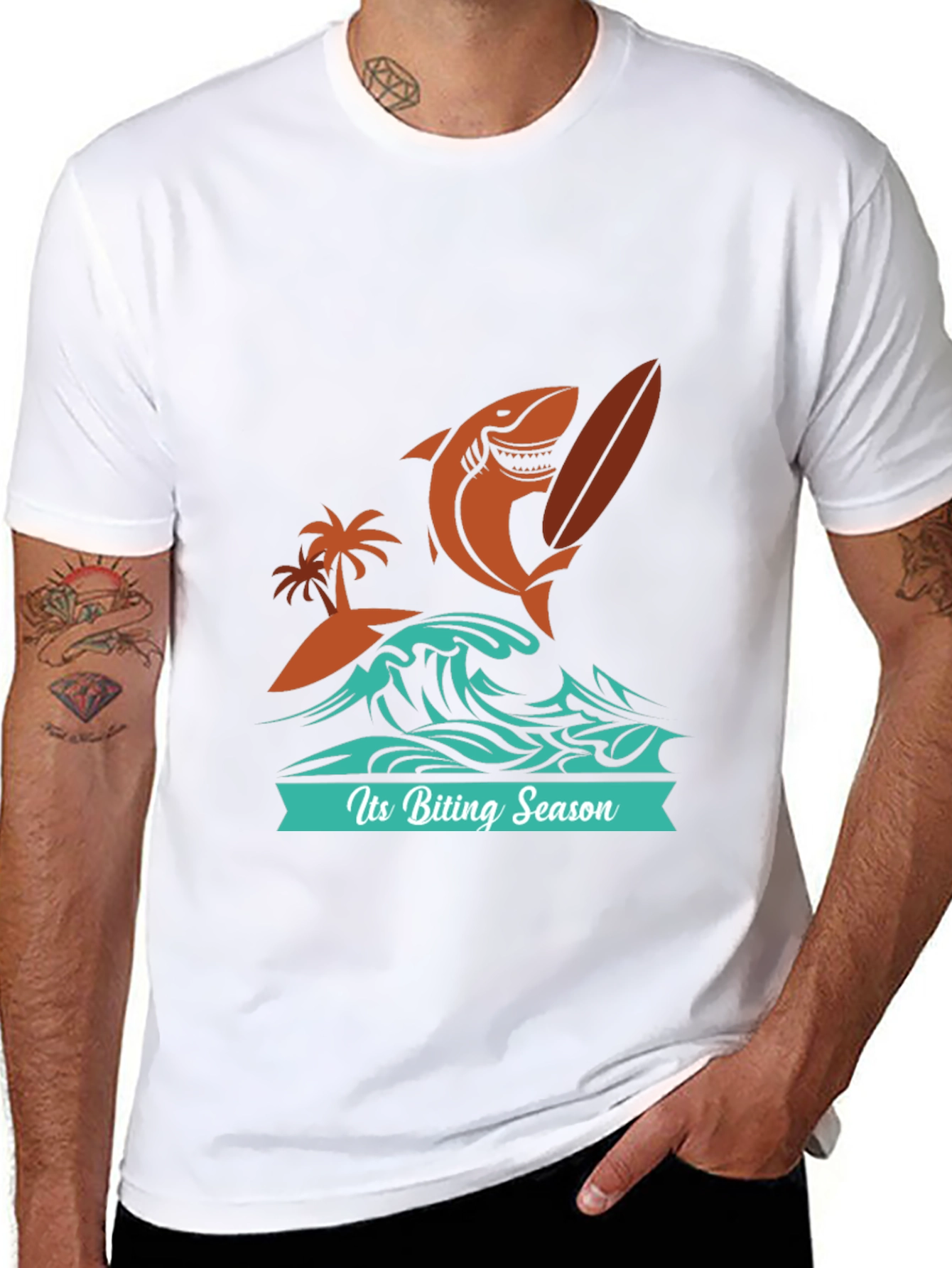 Biting Season Shark Surfer Tee