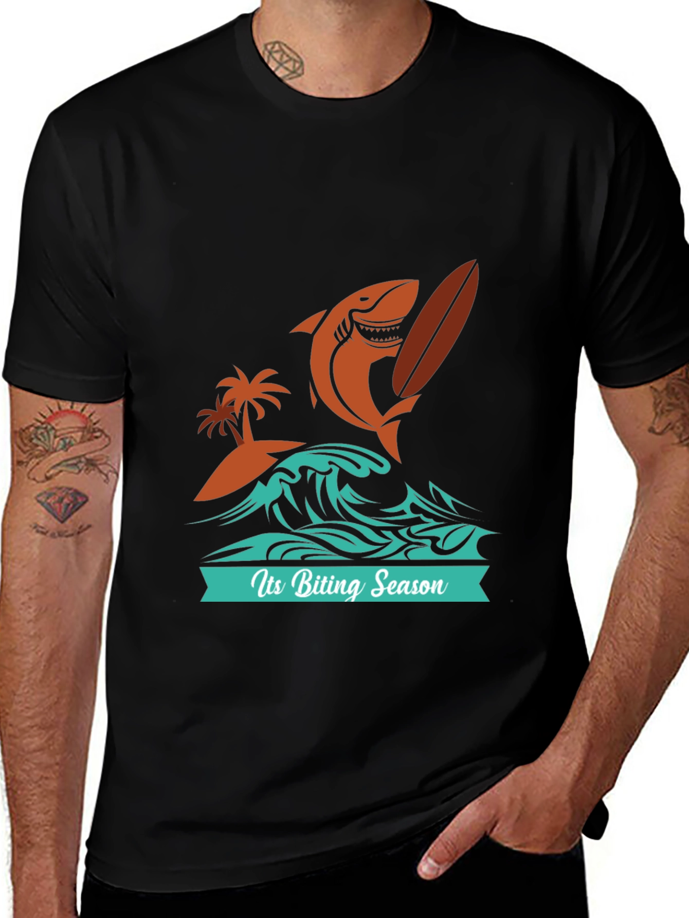 Biting Season Shark Surfer Tee