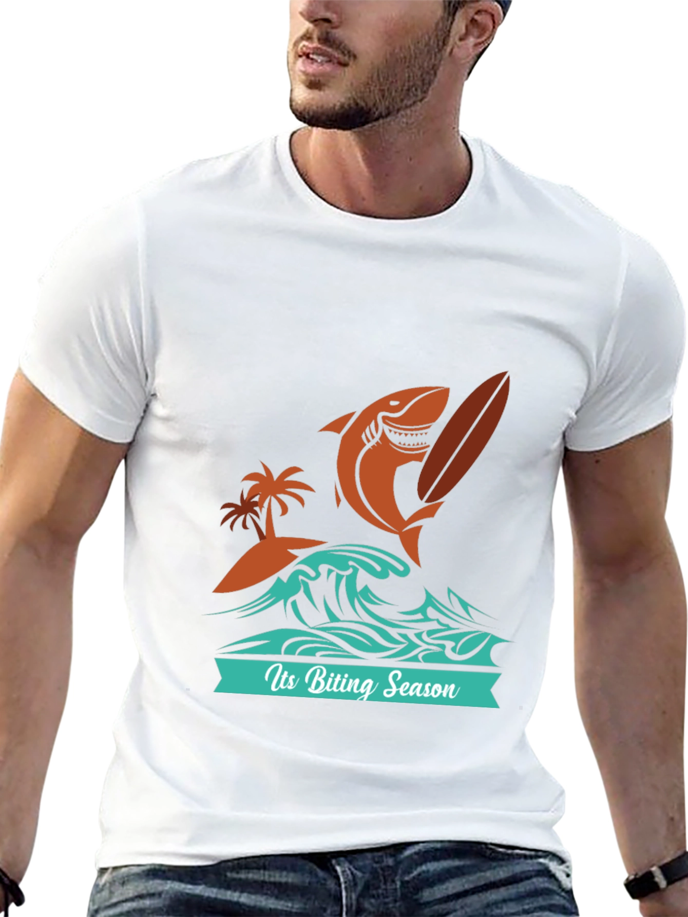 Biting Season Shark Surfer Tee