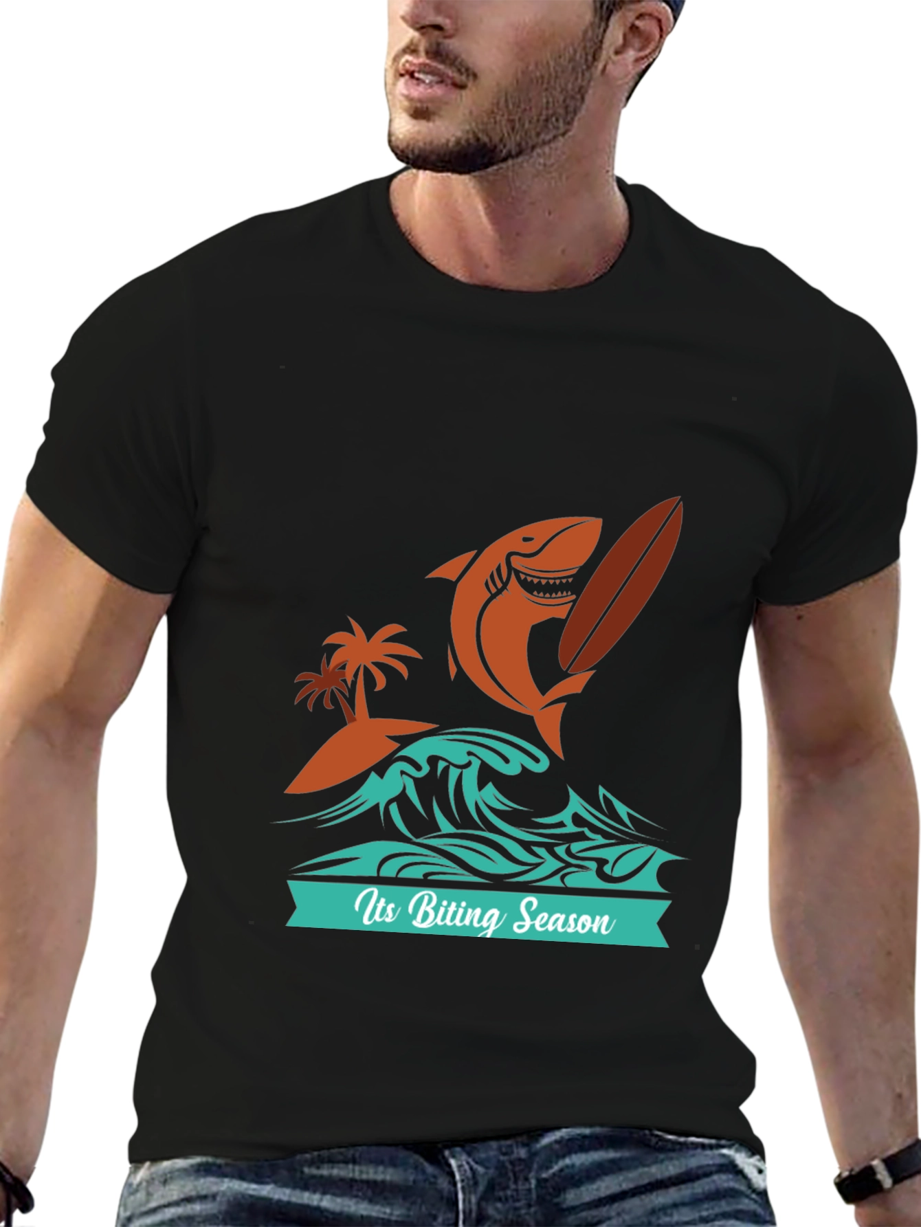 Biting Season Shark Surfer Tee