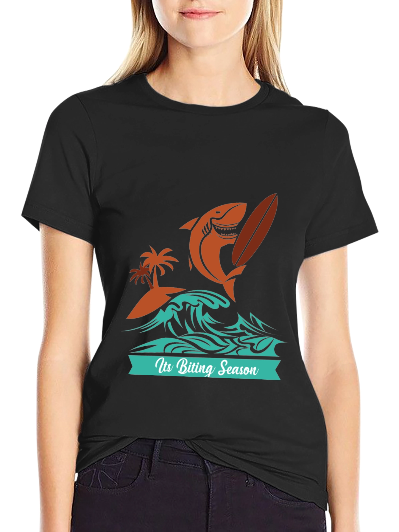 Biting Season Shark Surfer Tee