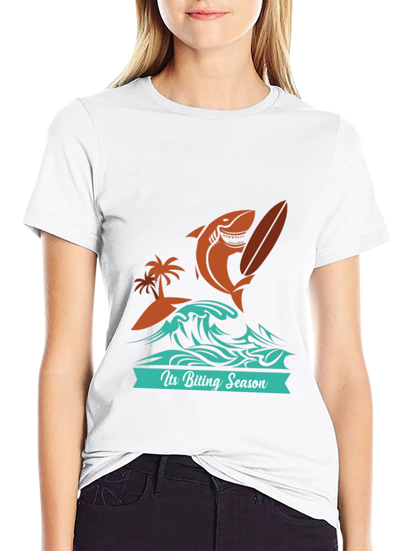 Biting Season Shark Surfer Tee
