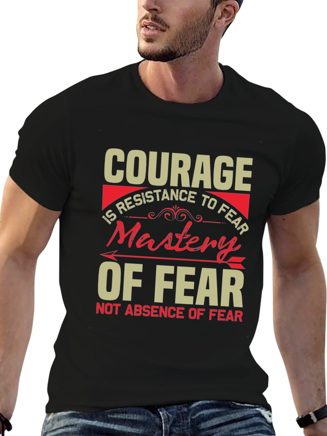 Courage Mastery of Fear Graphic Tee - Black