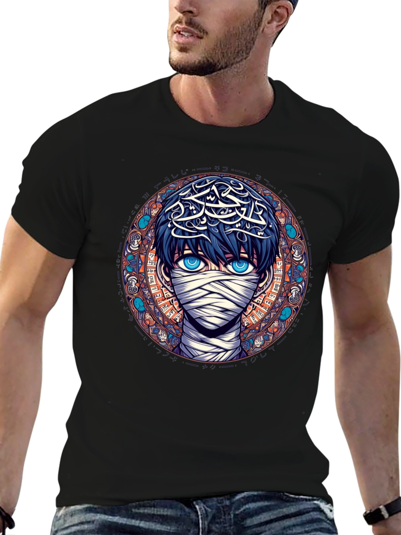 Anime Mummy Graphic Tee - Stylish Black T-Shirt