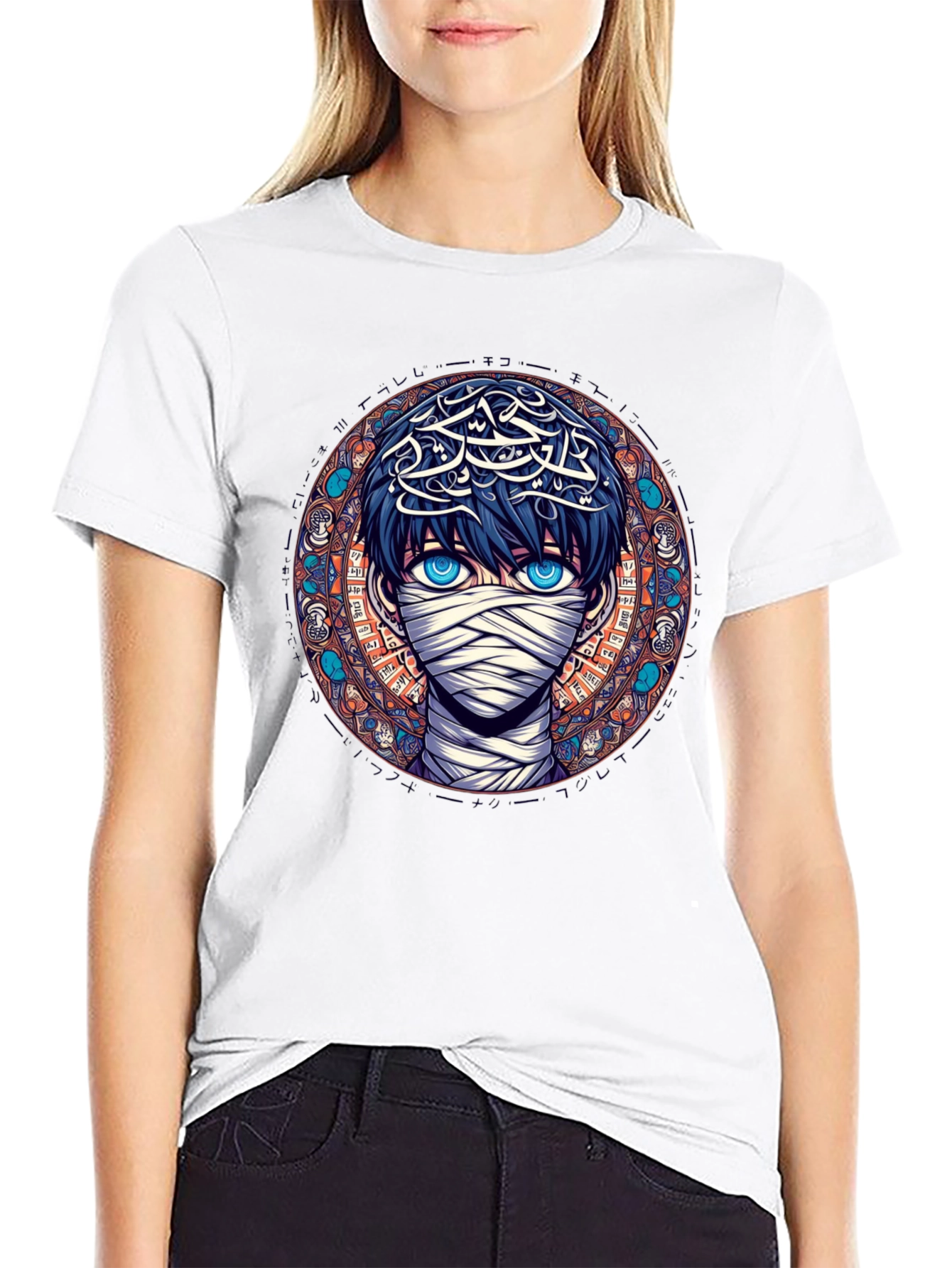 Anime Mummy Graphic Tee - Stylish Black T-Shirt