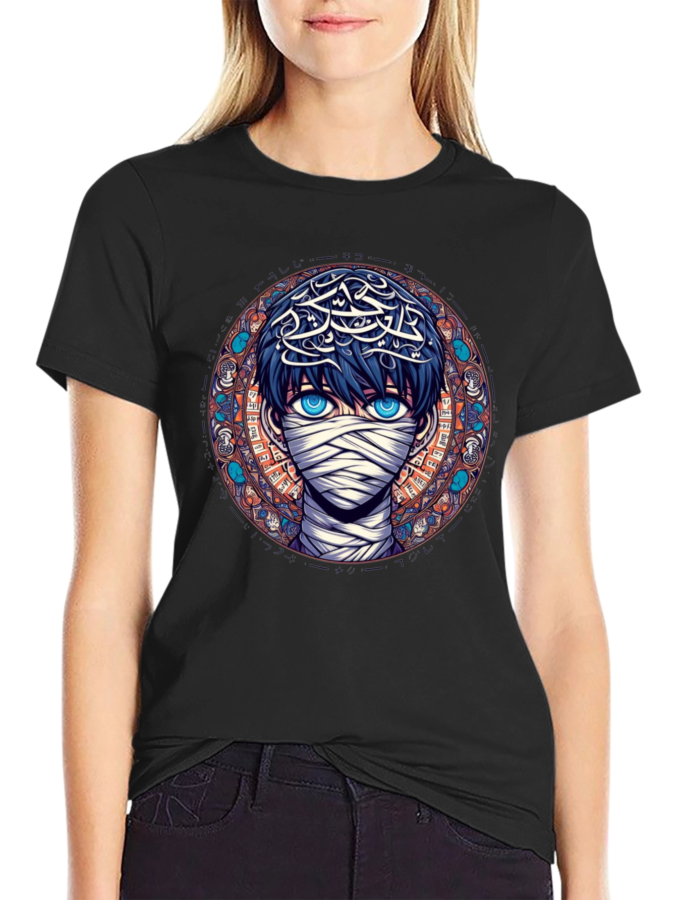 Anime Mummy Graphic Tee - Stylish Black T-Shirt