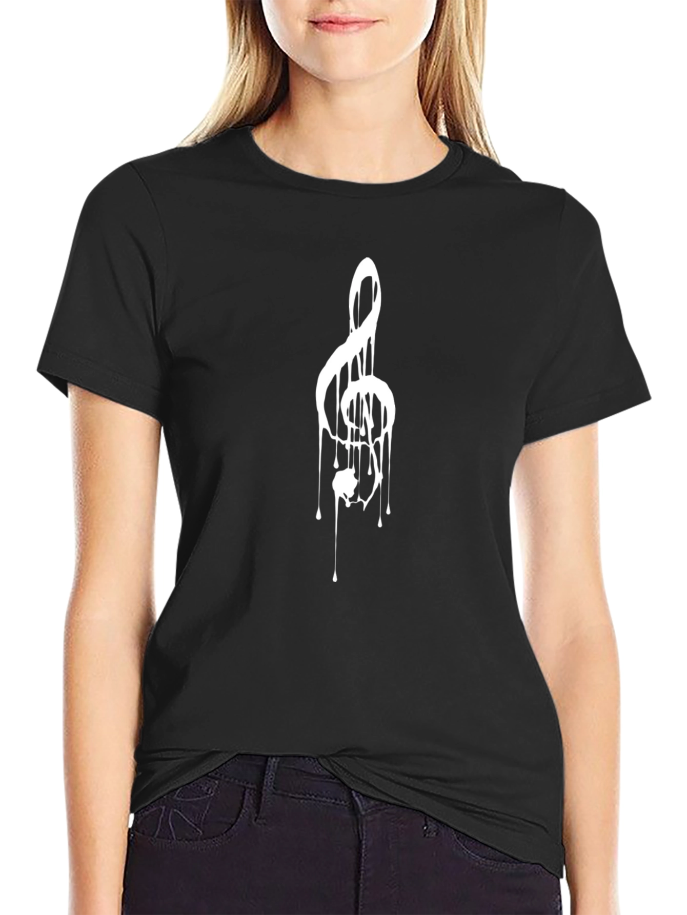 Melting Treble Clef Graphic Tee - Black