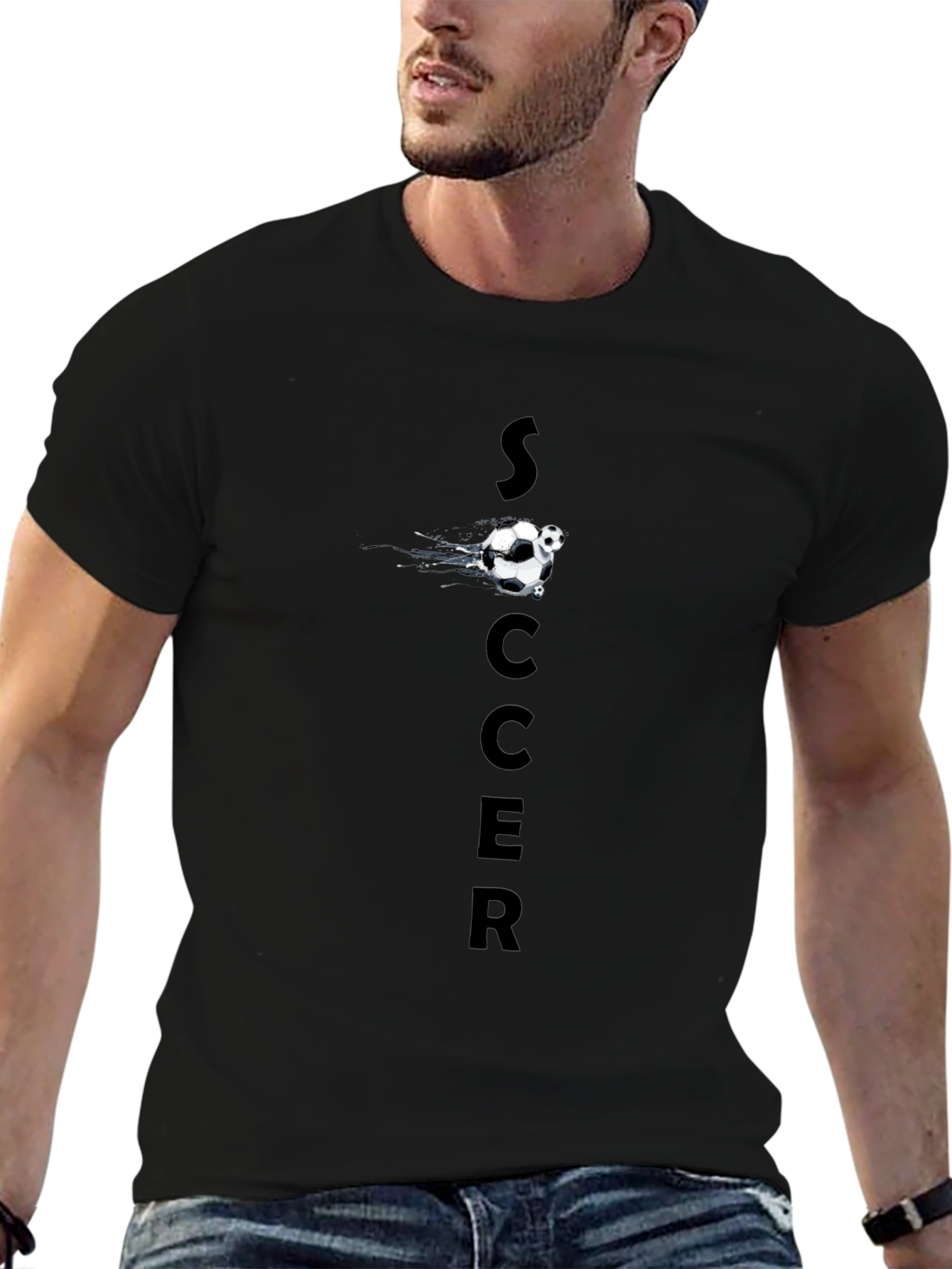 Soccer Graphic Black T-Shirt