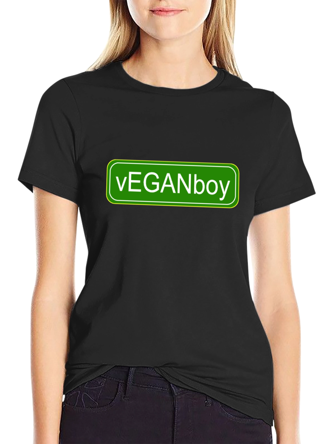 Vegan Boy Graphic Tee - Black Casual T-Shirt