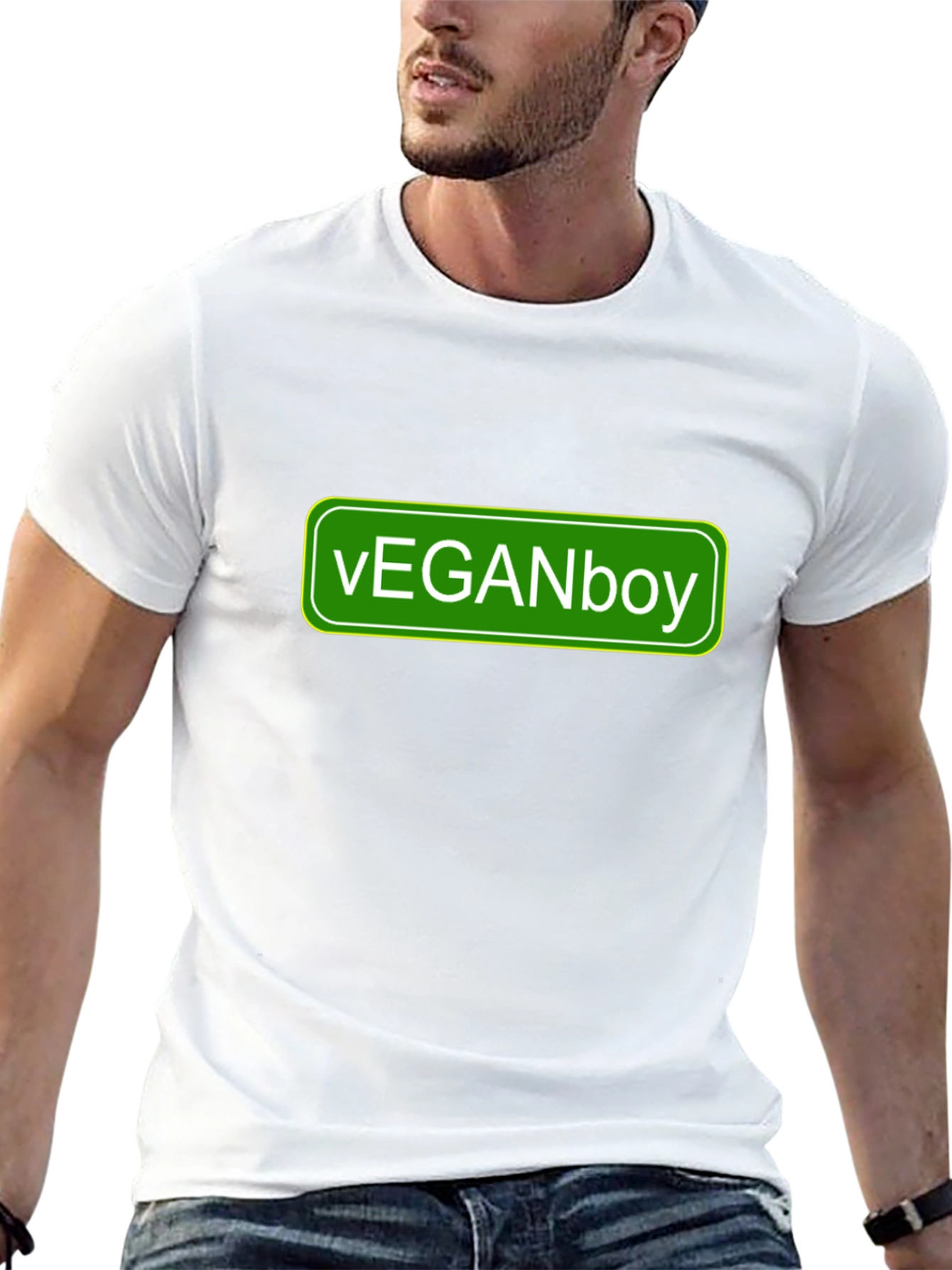 Vegan Boy Graphic Tee - Black Casual T-Shirt
