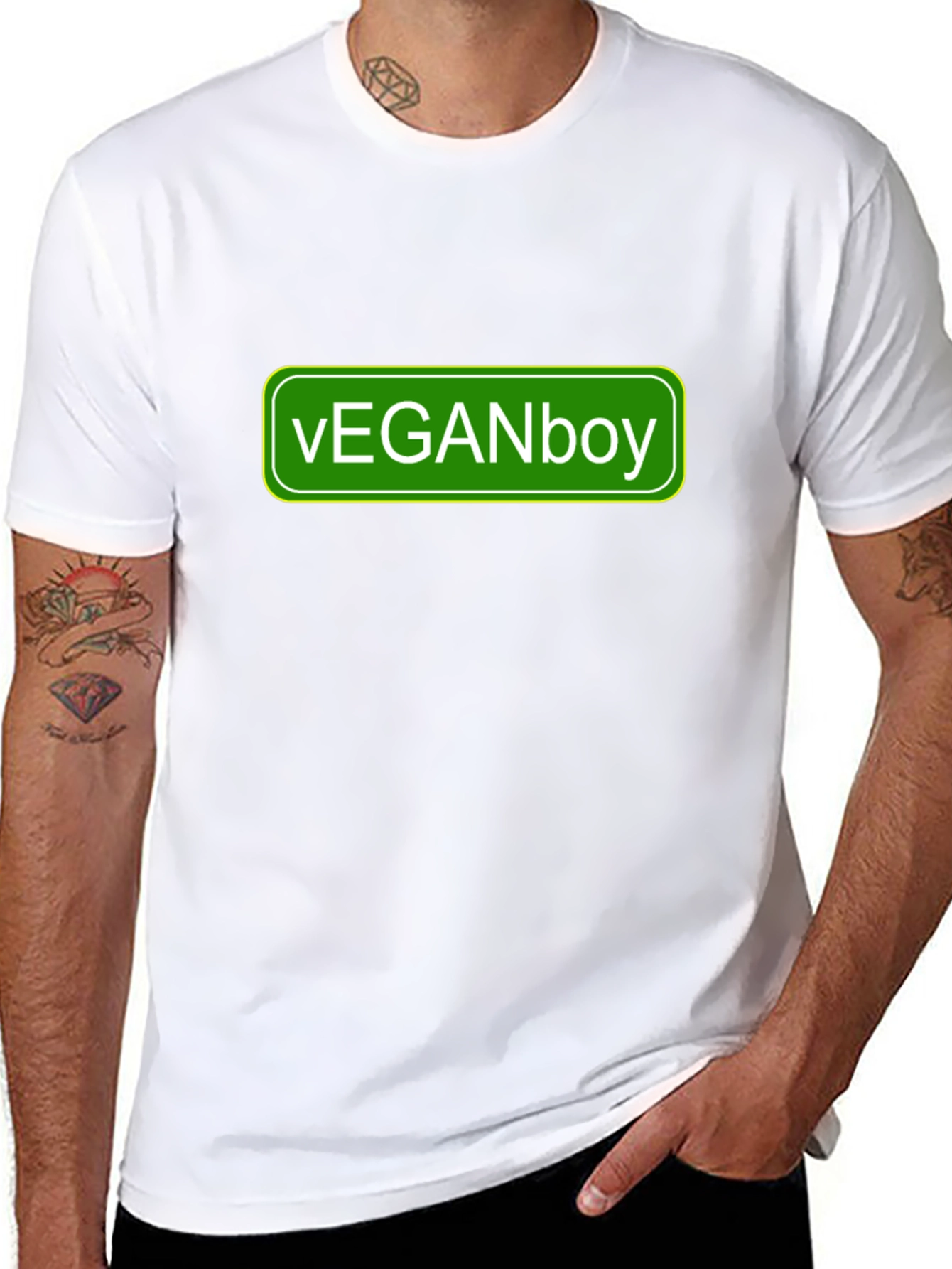 Vegan Boy Graphic Tee - Black Casual T-Shirt