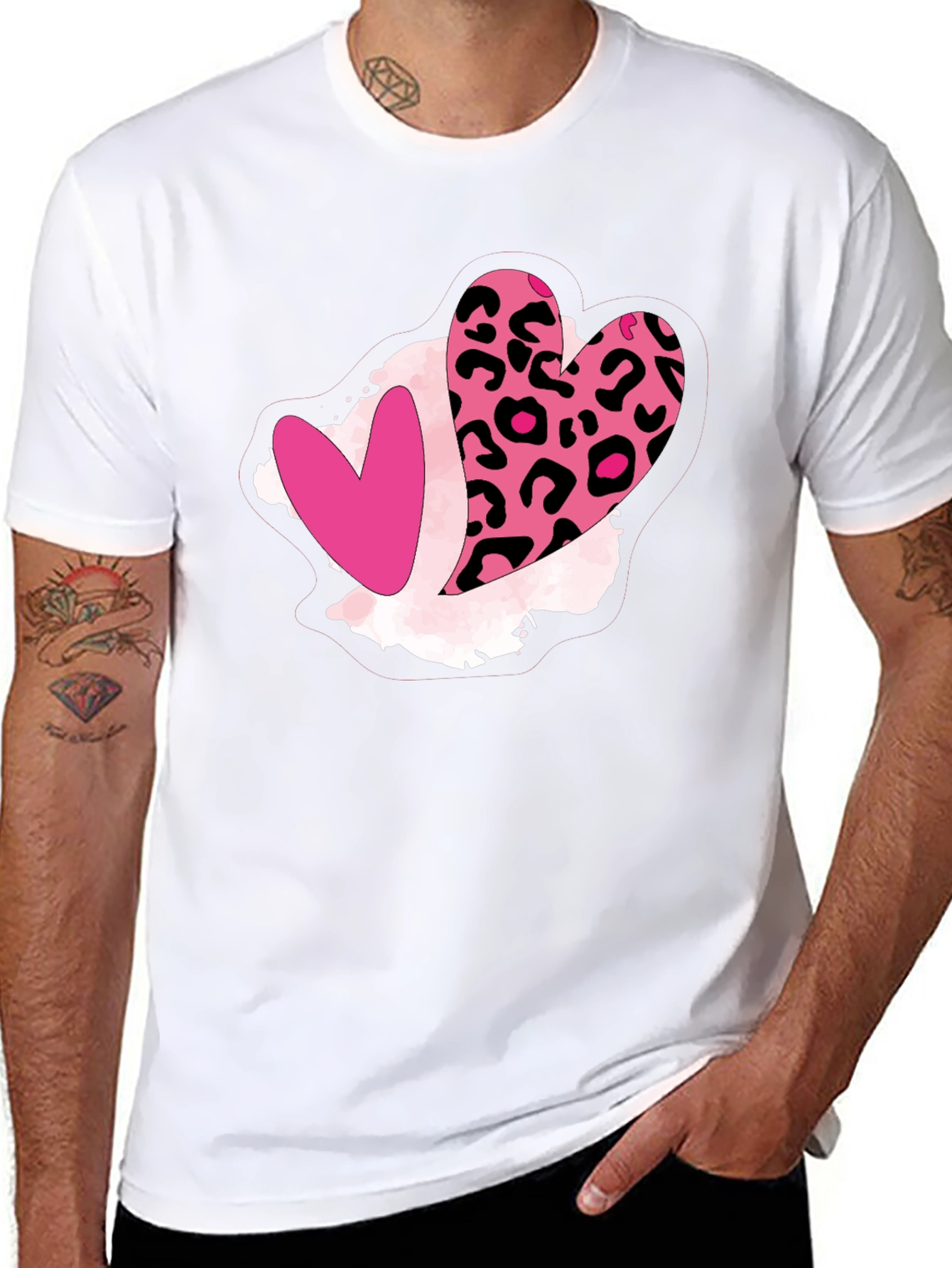 Leopard Heart Graphic Tee - Valentines Day Shirt