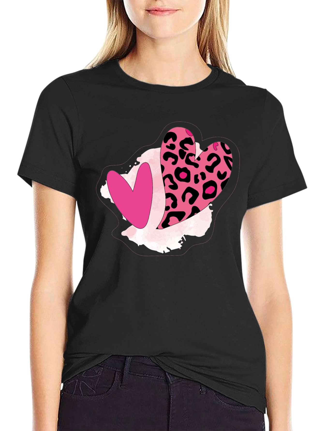 Leopard Heart Graphic Tee - Valentines Day Shirt