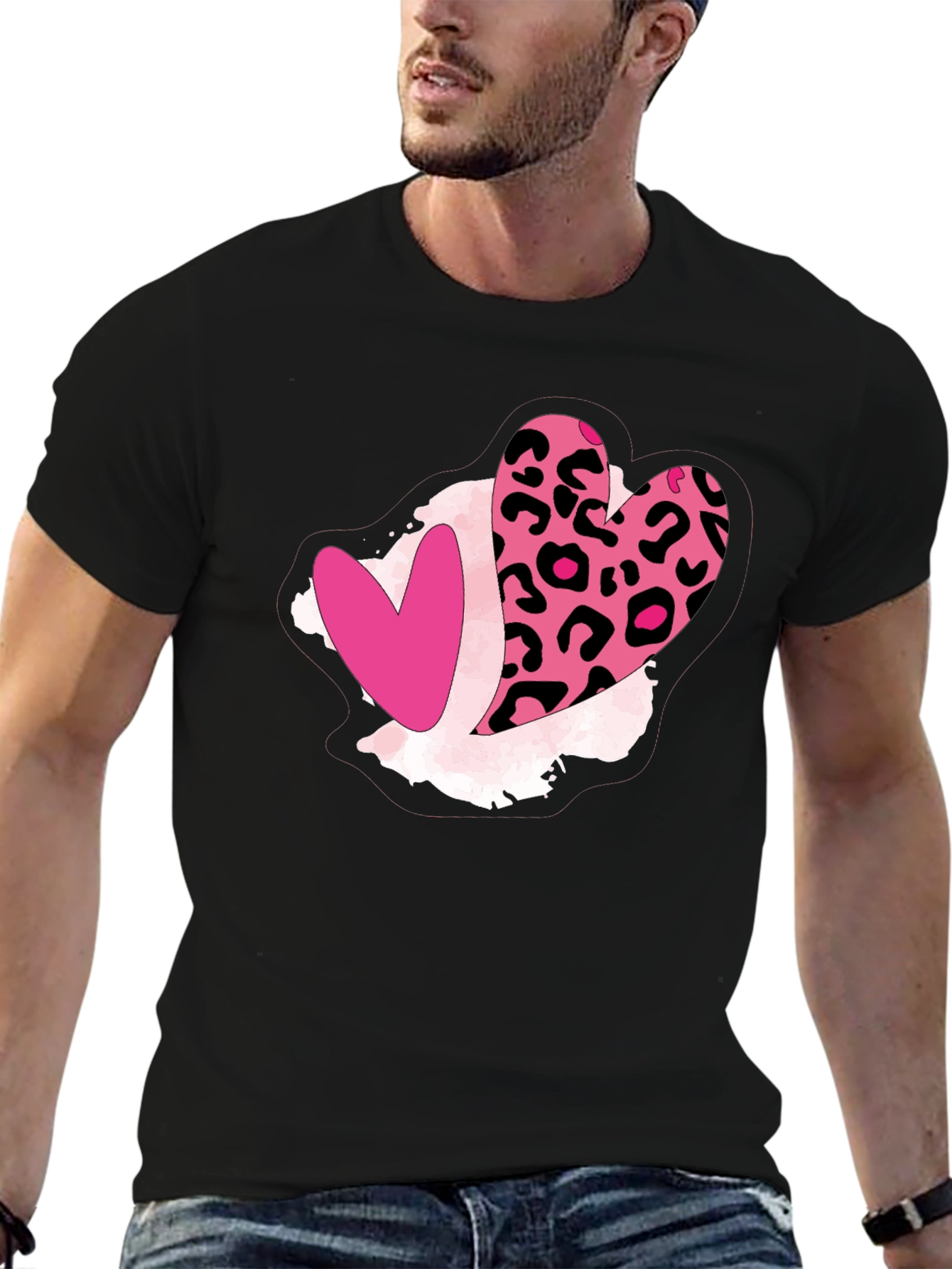 Leopard Heart Graphic Tee - Valentines Day Shirt