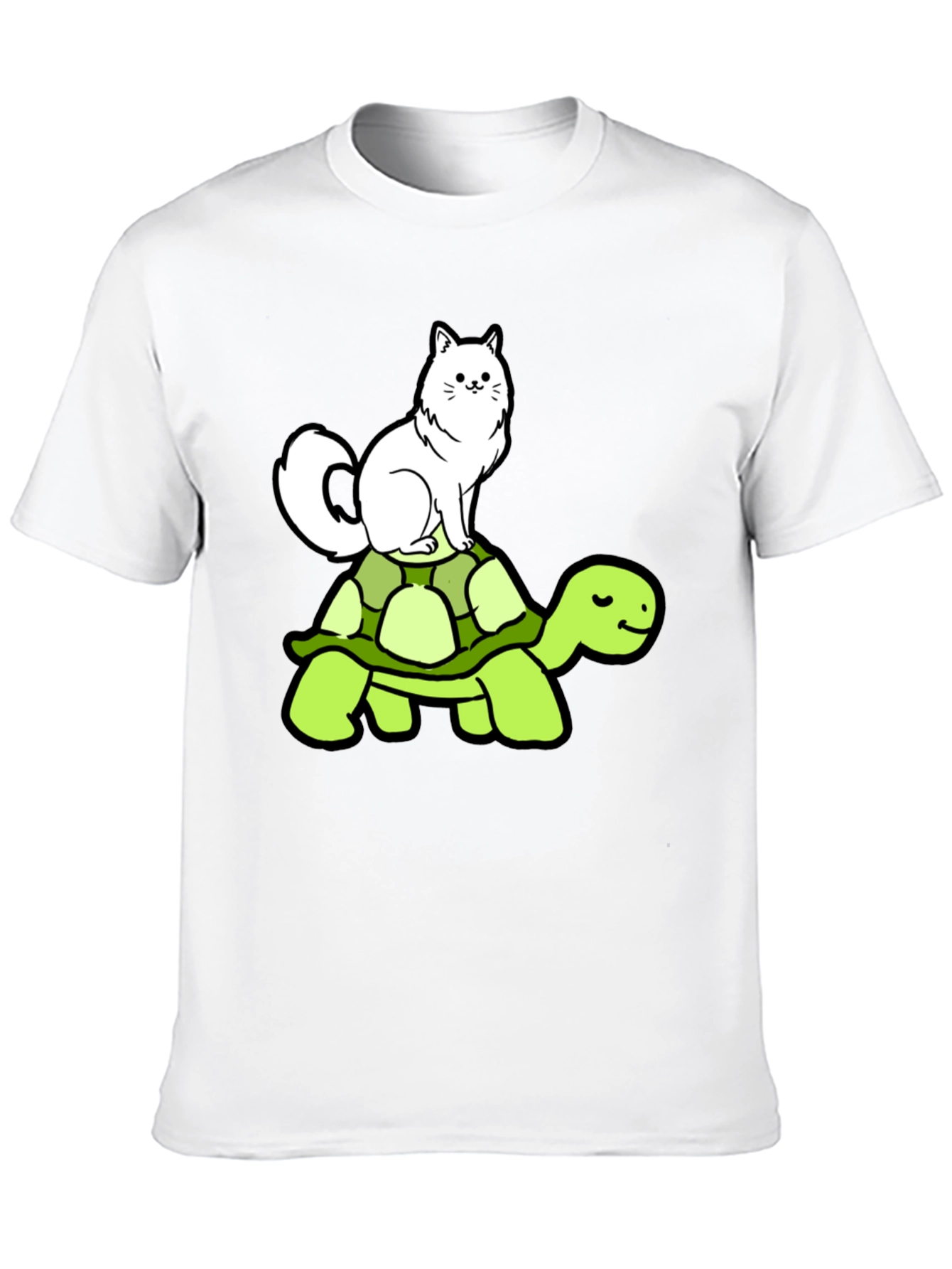 Cat Riding Turtle T-Shirt - Funny Animal Graphic Tee