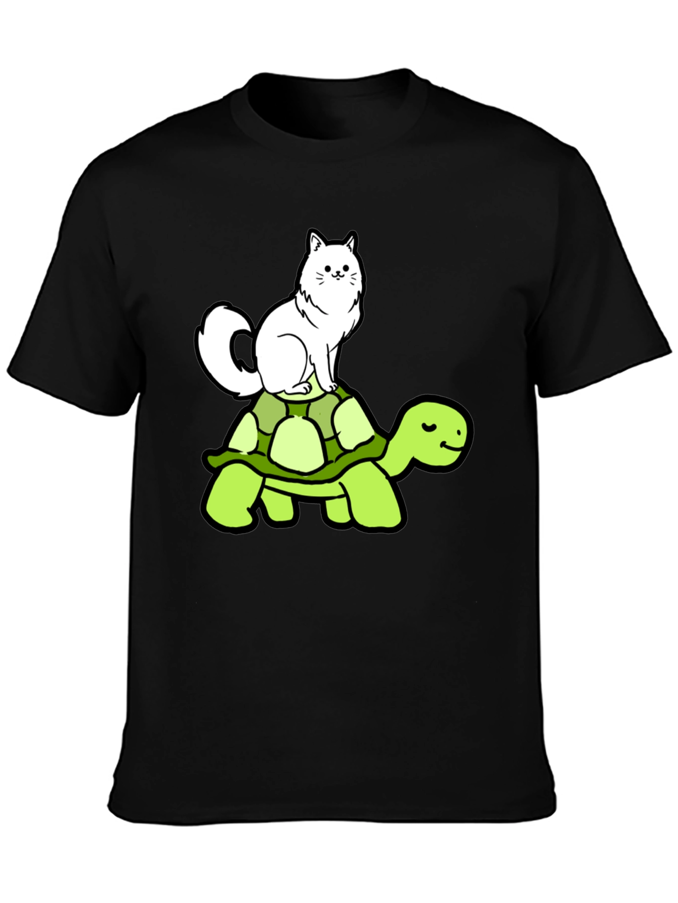 Cat Riding Turtle T-Shirt - Funny Animal Graphic Tee