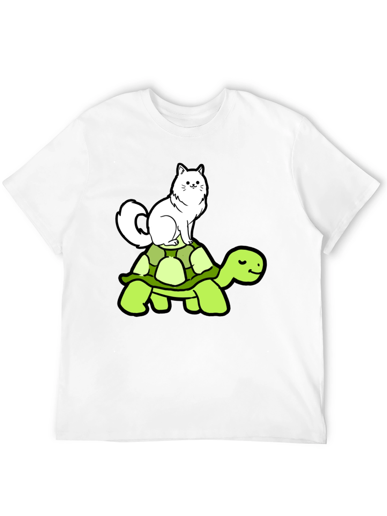 Cat Riding Turtle T-Shirt - Funny Animal Graphic Tee