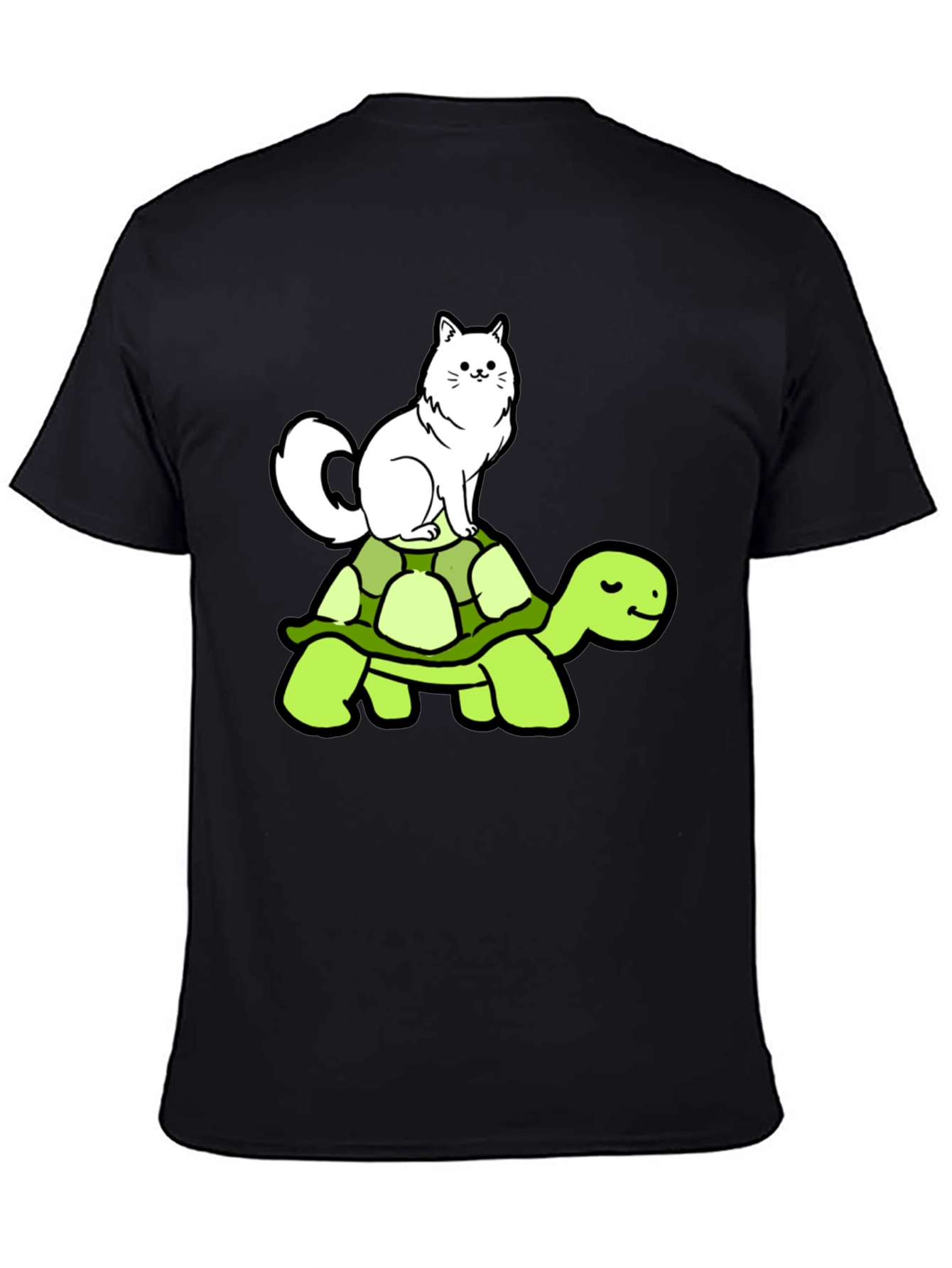 Cat Riding Turtle T-Shirt - Funny Animal Graphic Tee