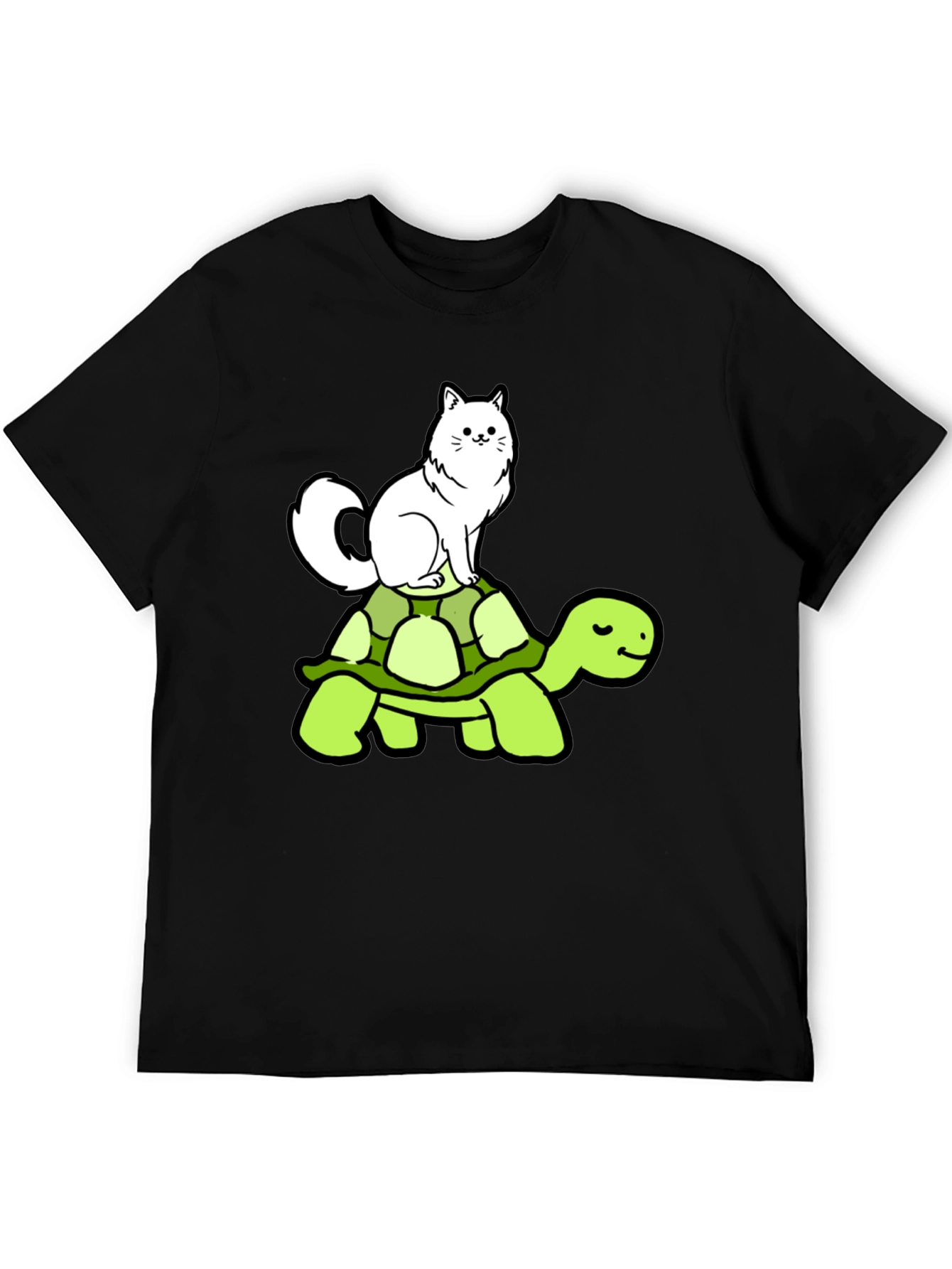 Cat Riding Turtle T-Shirt - Funny Animal Graphic Tee