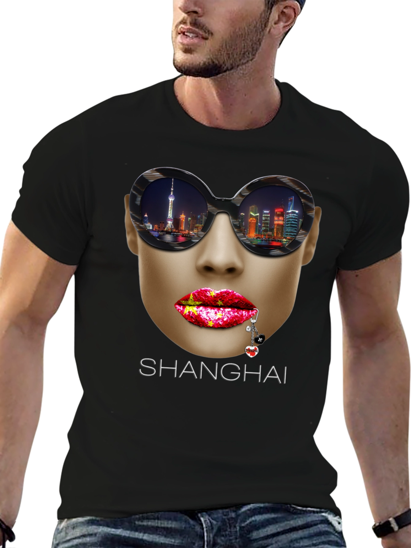 Shanghai Graphic Print Crew Neck T-Shirt