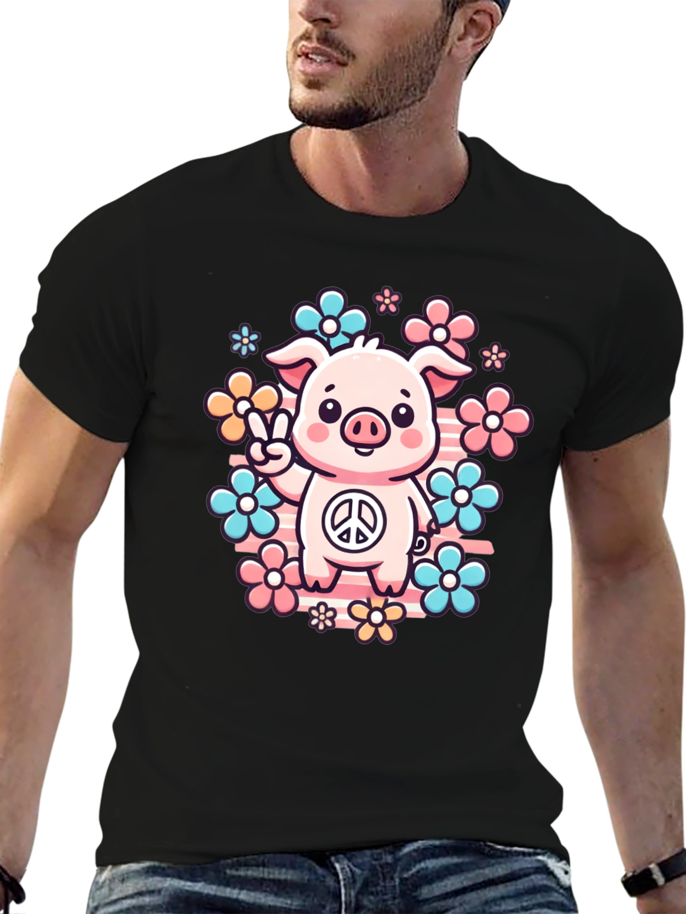 Peace Pig Graphic Tee - Cute & Stylish