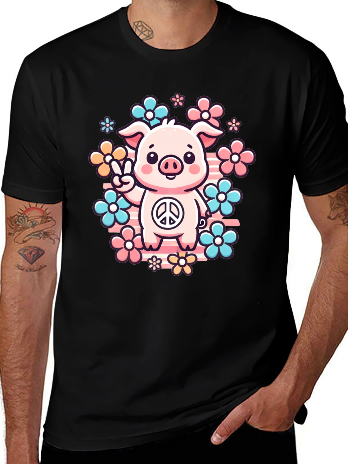 Peace Pig Graphic Tee - Cute & Stylish