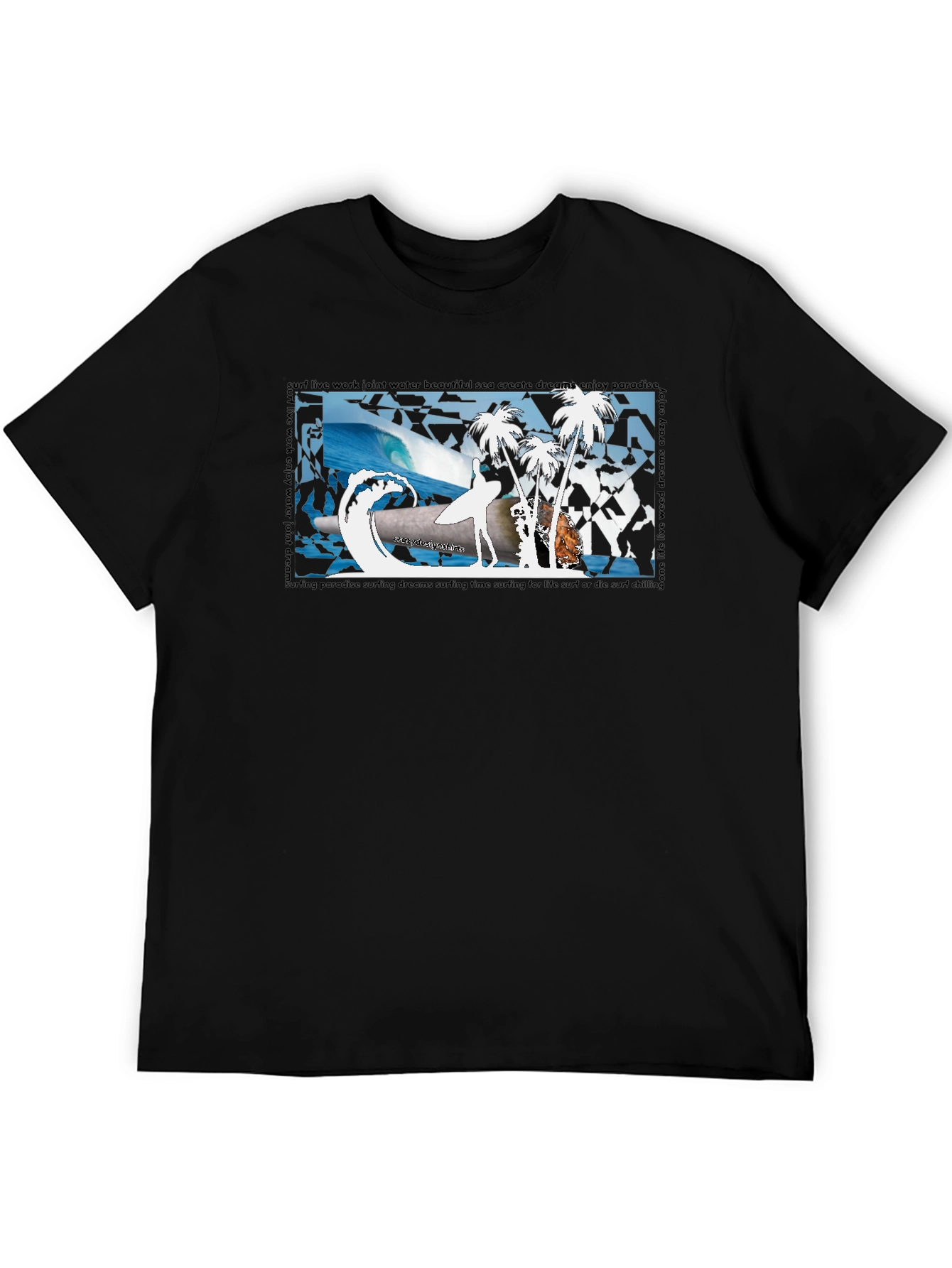 Surfing Paradise Black T-Shirt