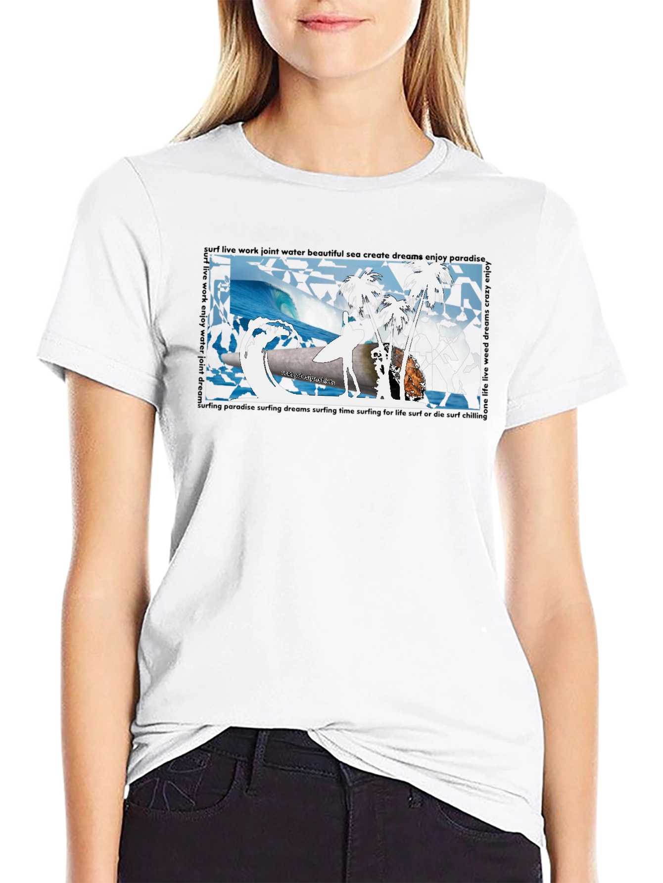 Surfing Paradise Black T-Shirt